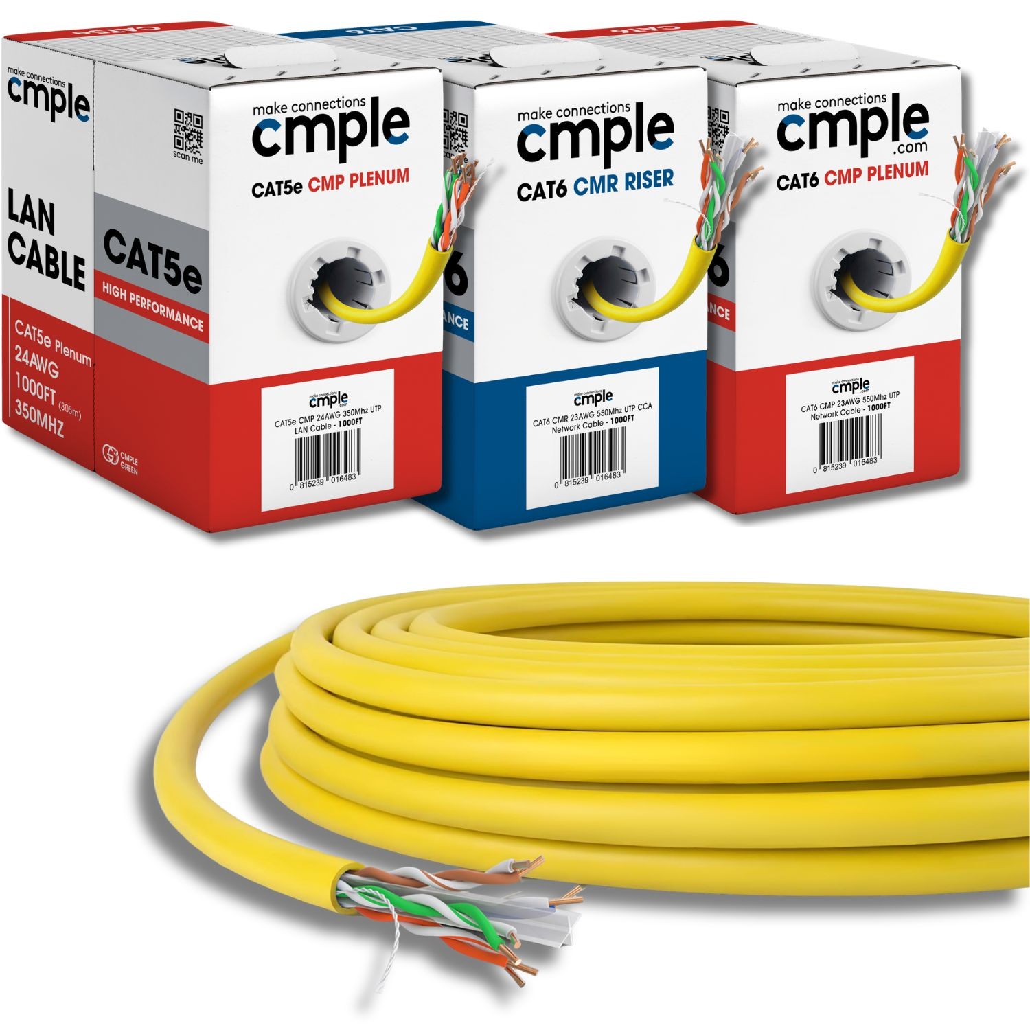 Cat5e Plenum Cat6 Riser Cable 1000ft Bulk Cat 5e Cat 6 Ethernet Cable (CMP CMR)