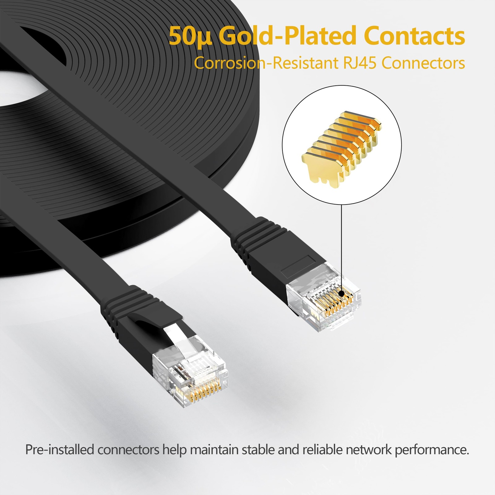 Cat 6 Ethernet Cable 200 ft with Cable Clips, 10Gbps Support Cat8 Cat7 Networ…