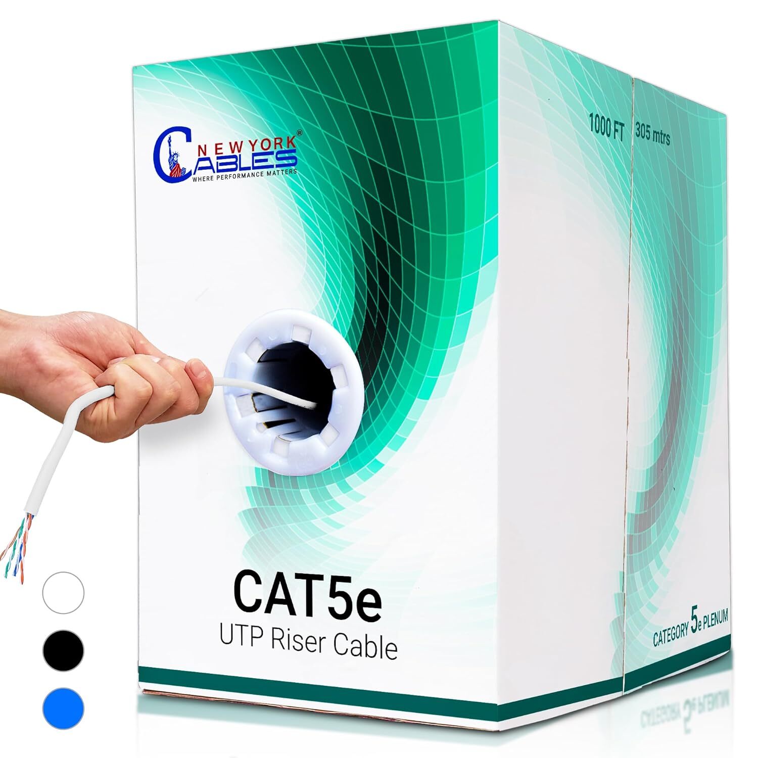 Cat5e Riser CCA 962ft Bulk Ethernet Lan Cable UTP 4Pair 350MHz 24AWG White