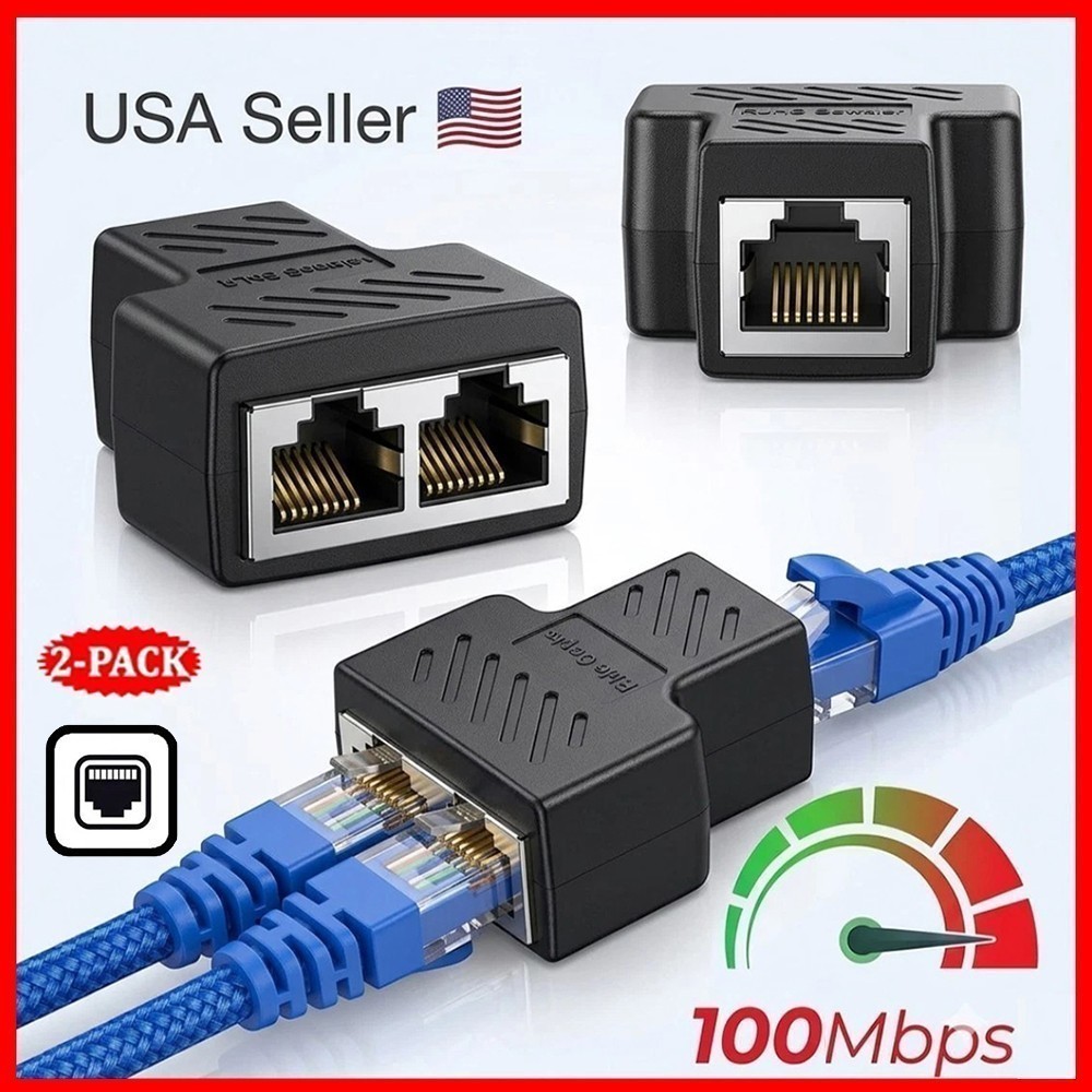 RJ45 1to 2 Splitter Adapter/3 Ways Ports CAT 7 6 5 LAN Ethernet Cable Connector