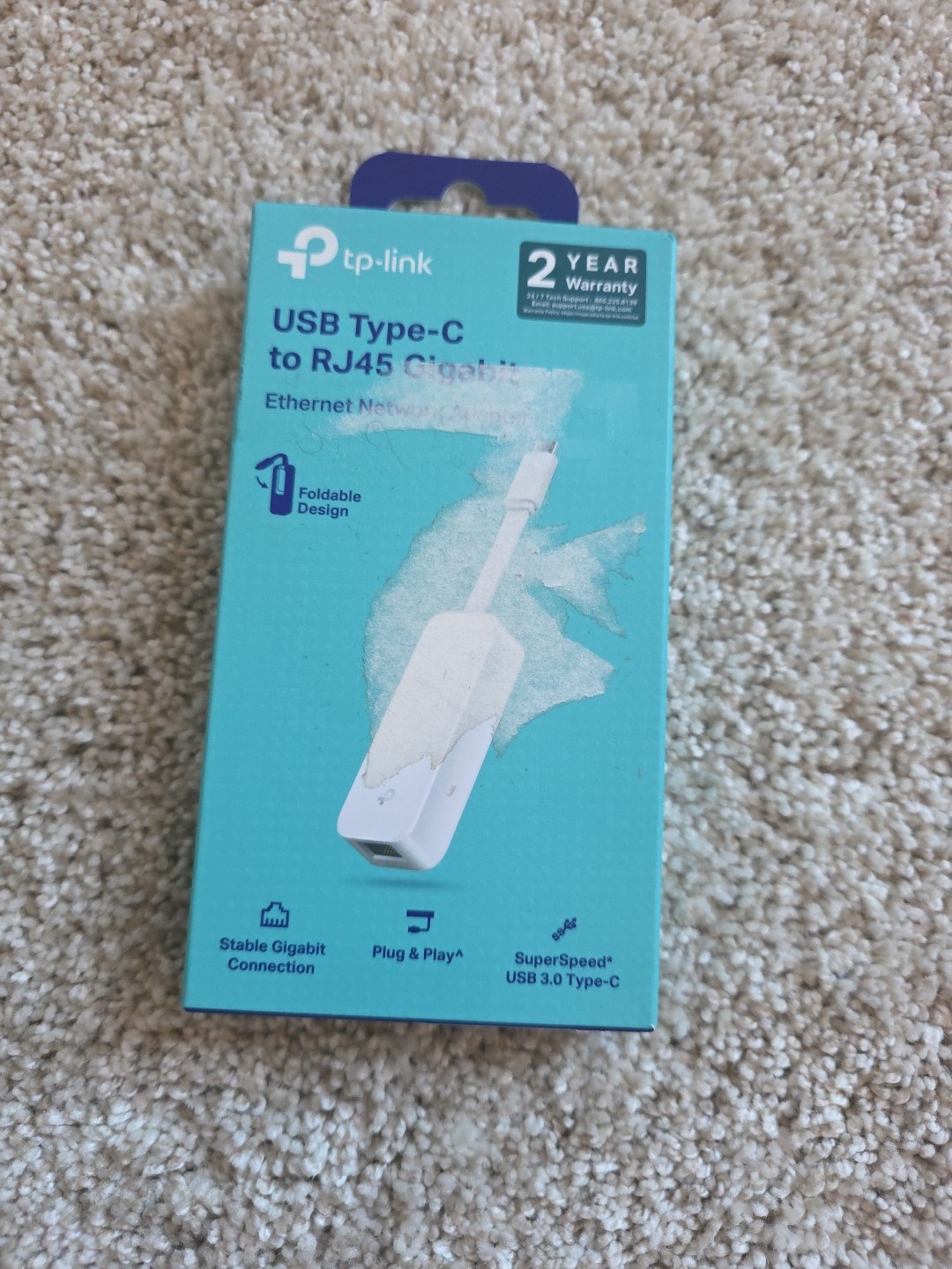 TP-Link USB C To Ethernet Adapter (UE300C) White NEW – Factory Sealed