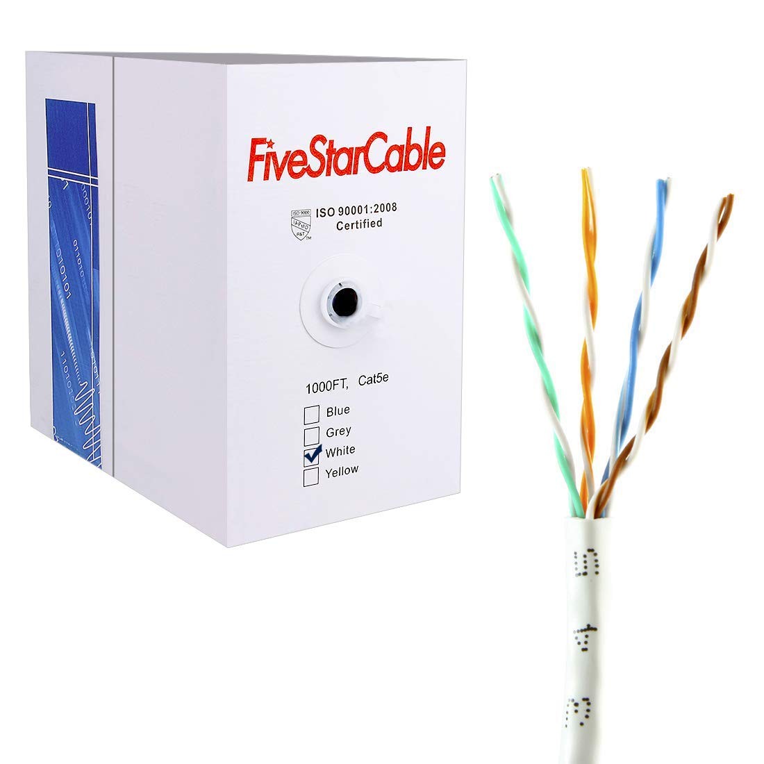 Cat5e 1000 Ft 24AWG UTP 4 Twisted Pair Ethernet Router LAN Cable Wire Pull Bo…