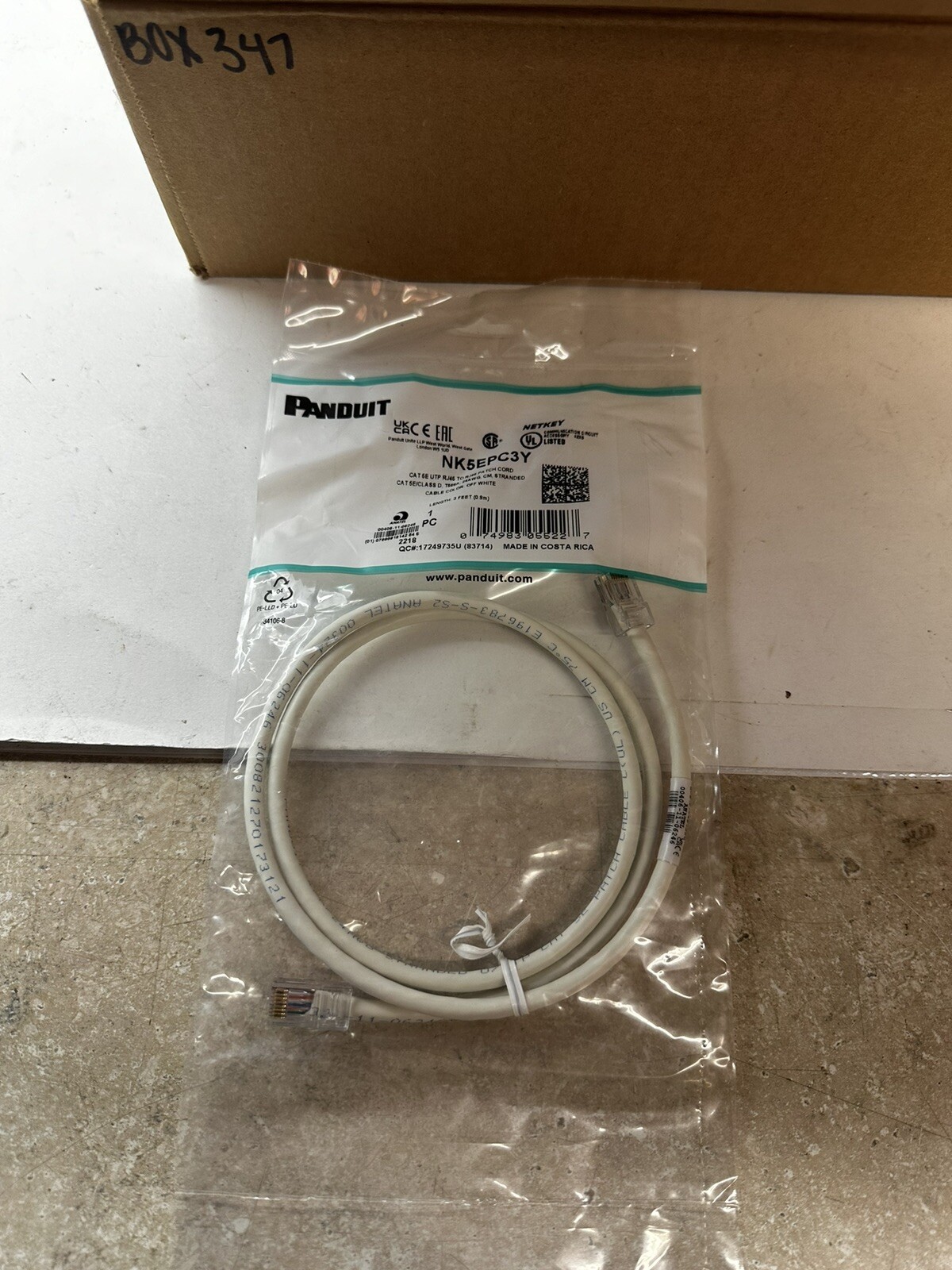 PANDUIT NETKEY NK5EPC3Y PATCH CORD OFF-WHITE 3 FEET