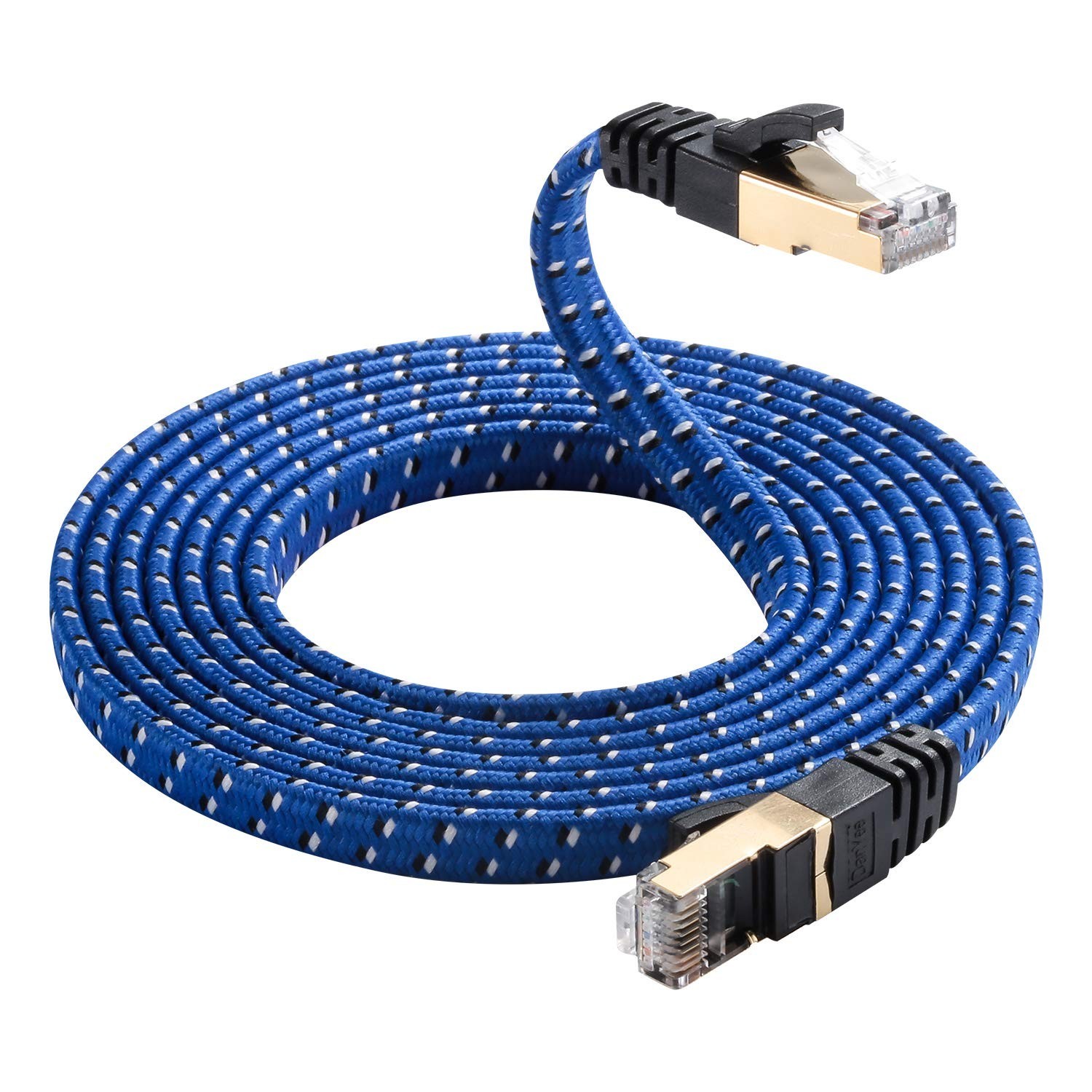 16ft Nylon Braided Cat 8 Ethernet Cable – 40Gbps, Universal RJ45 Connector