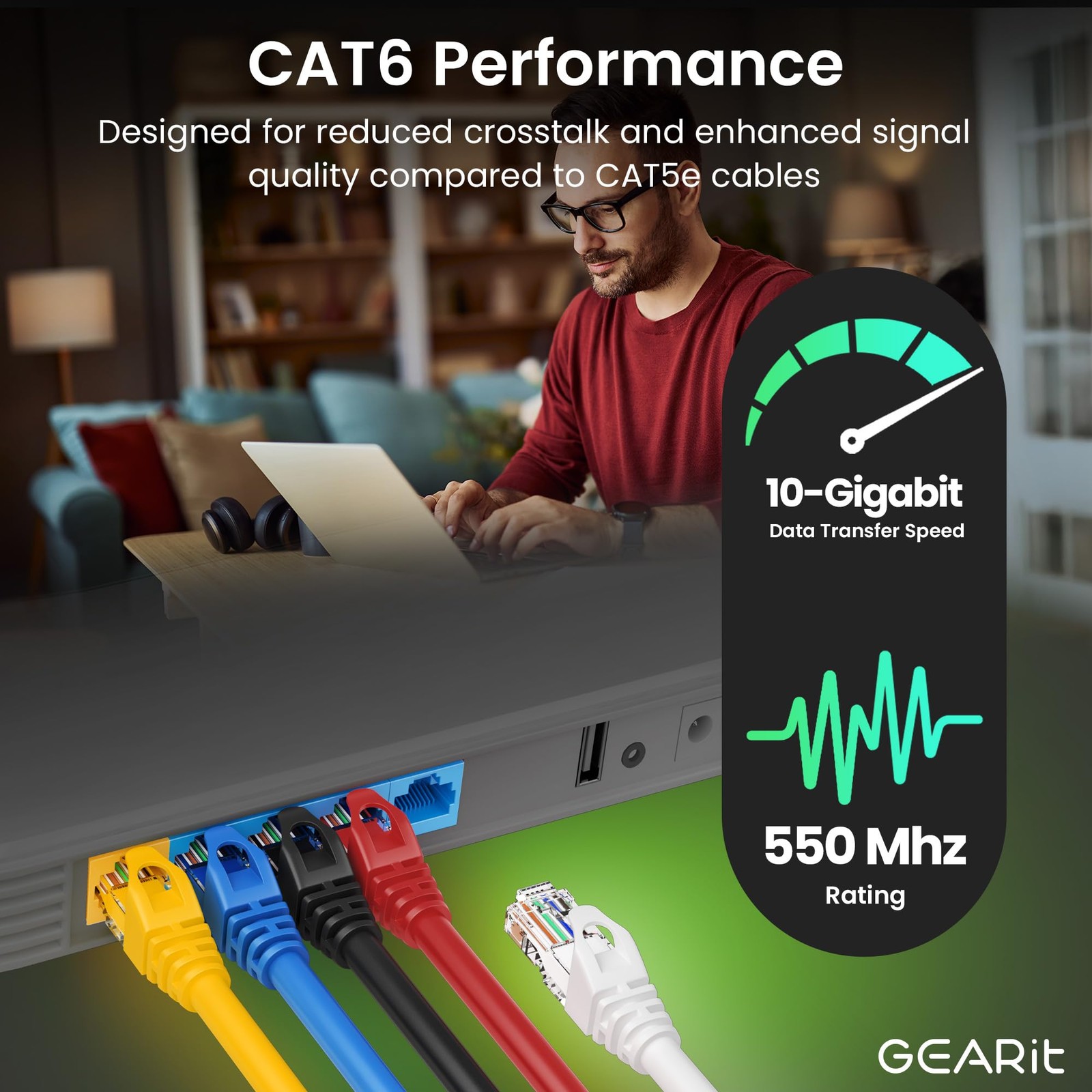 50-Pack Cat6 Patch Cable 0.5 Foot / 6 Inches Cat 6 Ethernet Cable Snagless Fl…
