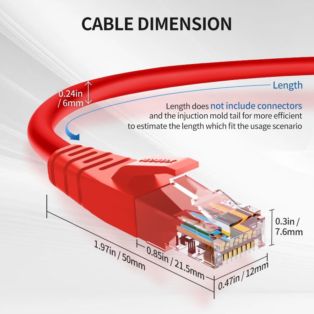 Cat6 Ethernet Cable 0.5 Feet 10 Pack Network RJ45 Cat6 Internet Patch Cable U…