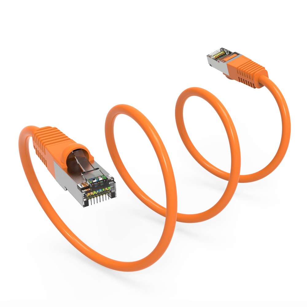 5 Pack of 1Ft CAT6 Shielded (SSTP) Ethernet Network Booted Cable Orange