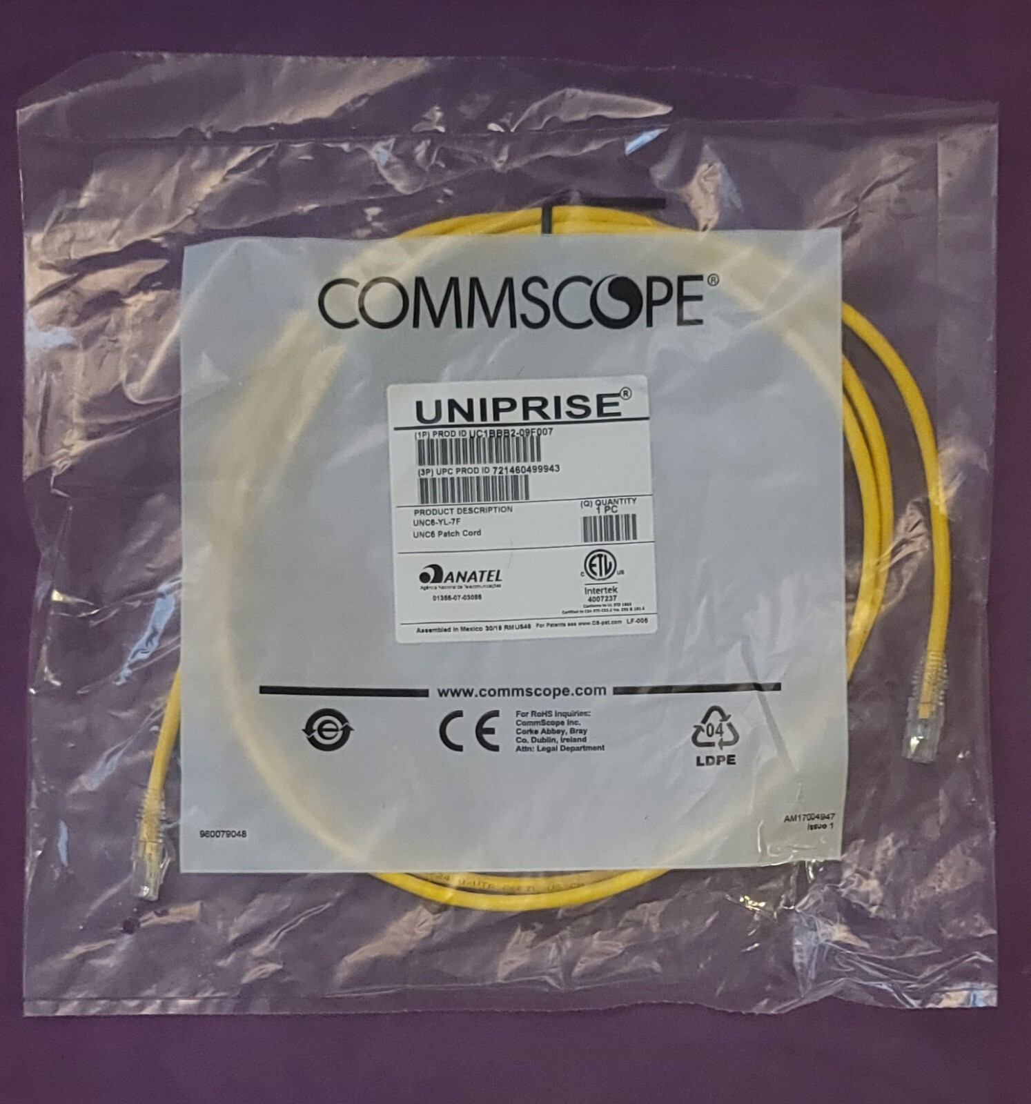 COMMSCOPE UNIPRISE SOLUTIONS | UC1BBB2-09F007 CAT6 PATCH CORD 7FT *NEW*
