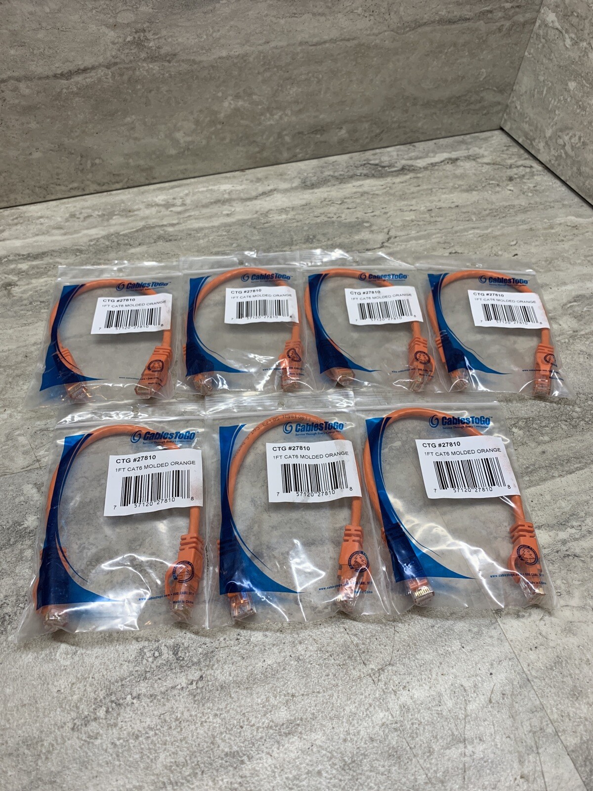 Lot Of 7 C2G 27810 1ft Cat6 Snagless Unshielded (UTP) Network Patch Cable, New