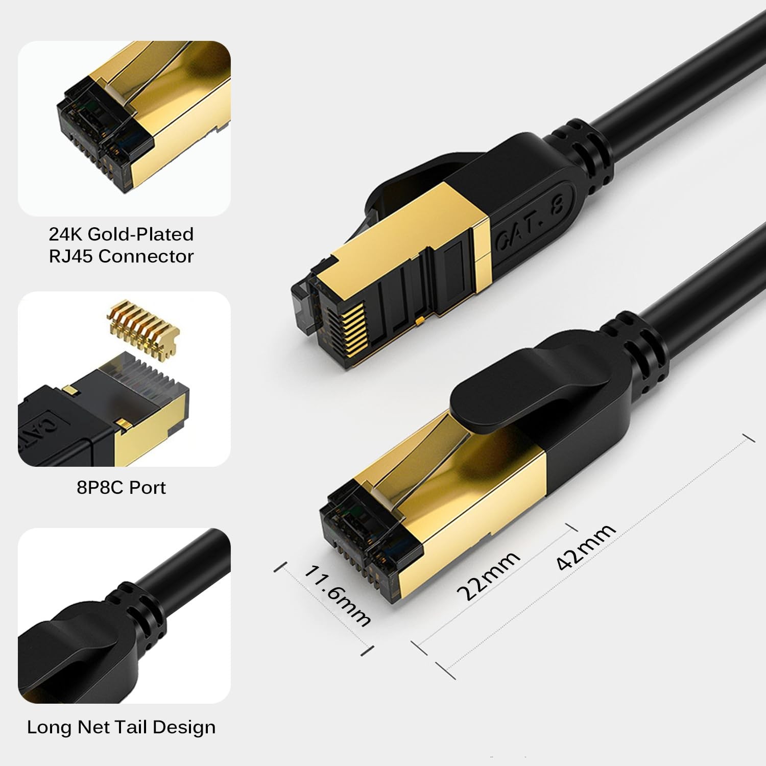 JOSTORT Cat 8 Ethernet Cable,100FT Outdoor&Indoor Heavy Duty High Speed Inter…