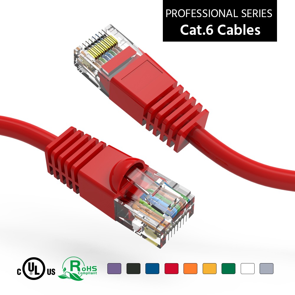 15 Pack of 30Ft CAT6 UTP Ethernet Network Booted Cable 10-100 Feet Red