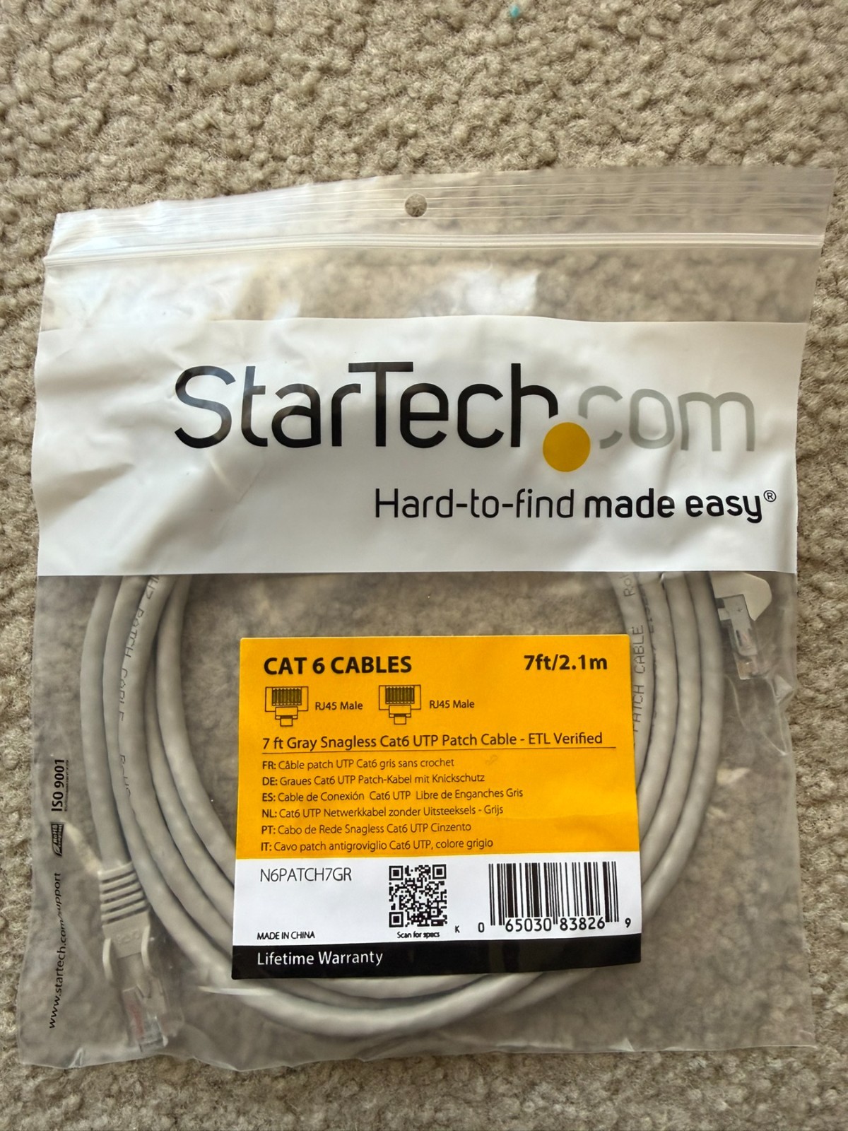Lot of 35 StarTech Cat6 7 ft Gray UTP Ethernet Patch Cables – Brand New