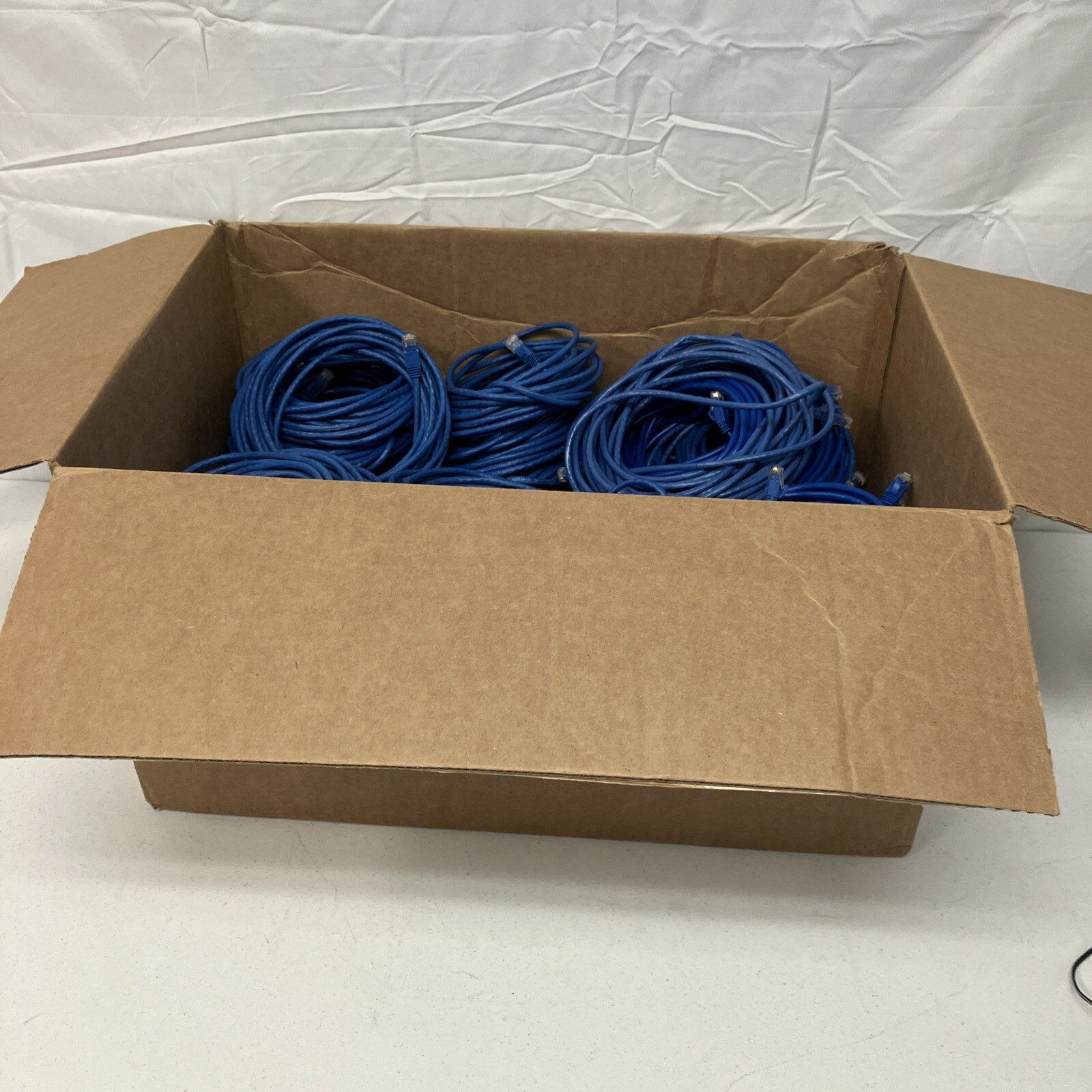 Lot Of 10 Cat 5 & 6 Cables Each About 6’ To 10’ All Blue. All Used As-IS