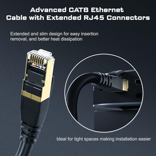 100ft High-Speed Cat7/8 Ethernet Cable 40Gbps 2000Mhz RJ45 for Router/PC