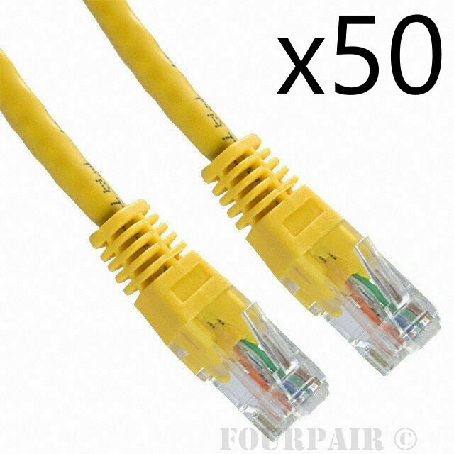 50 Pack Lot – 1ft CAT6 Ethernet Network LAN Router Patch Cable Cord Wire Yellow