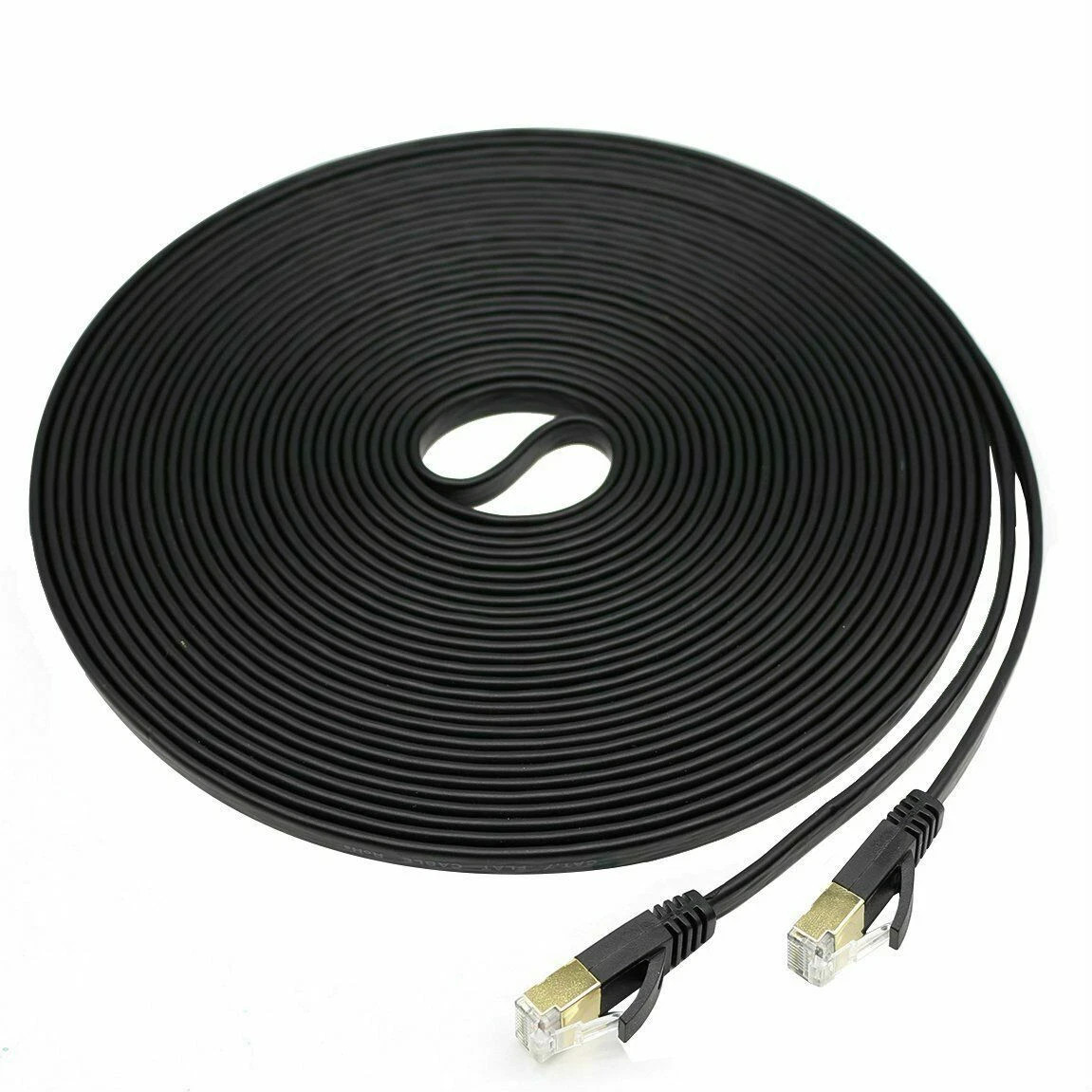 15m Cat7 Flat Ethernet Cable RJ45 10Gbps 600MHz Shielded + Clips/Nails