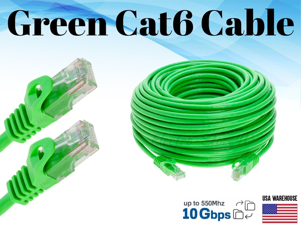 Cat6 Ethernet Patch Green Cable 3 5 10 20 50 100 200 LAN Router Network PS3 Lot