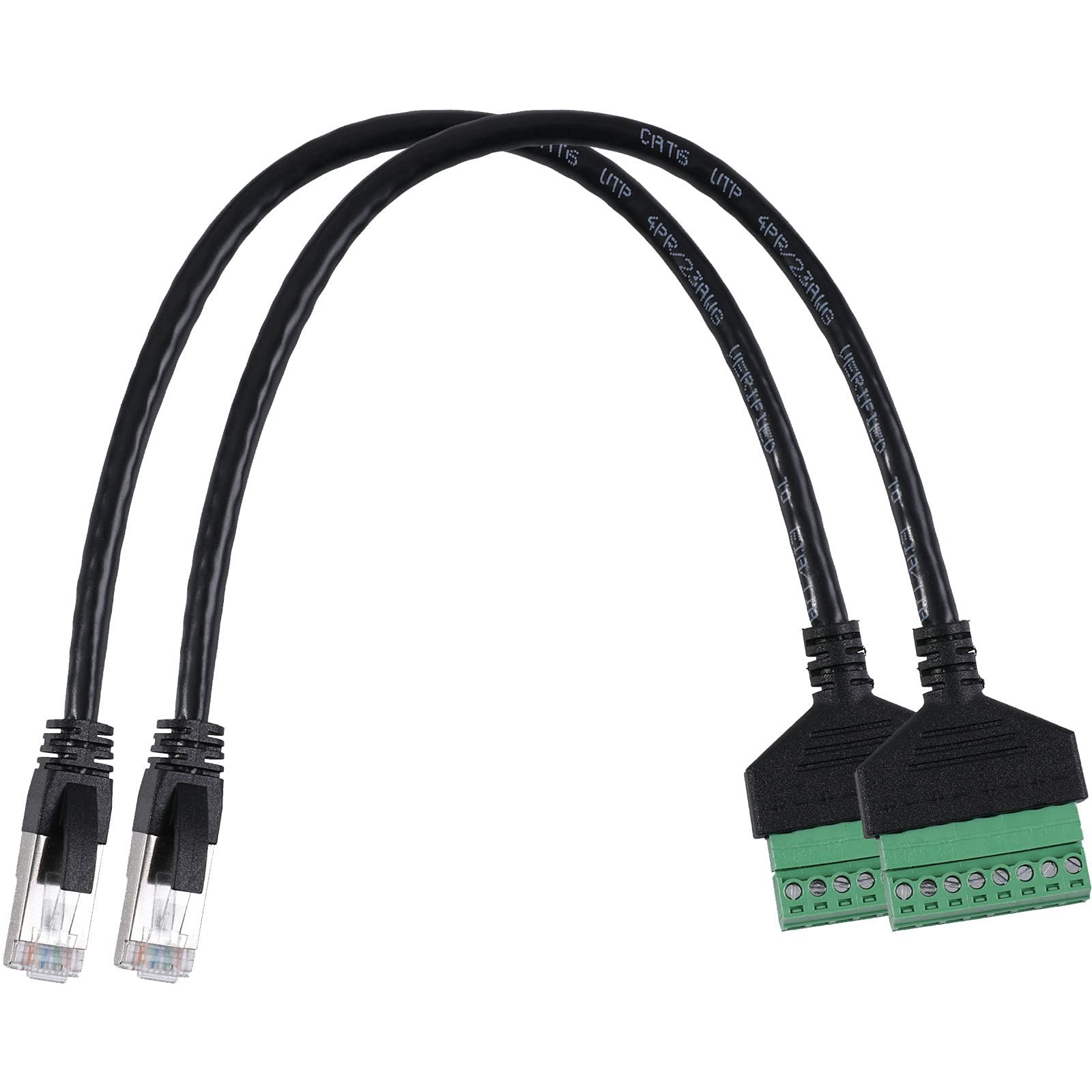RJ45 Male To 8 Pin Screw Terminal Block Adapter Ethernet Extender 2 PCS