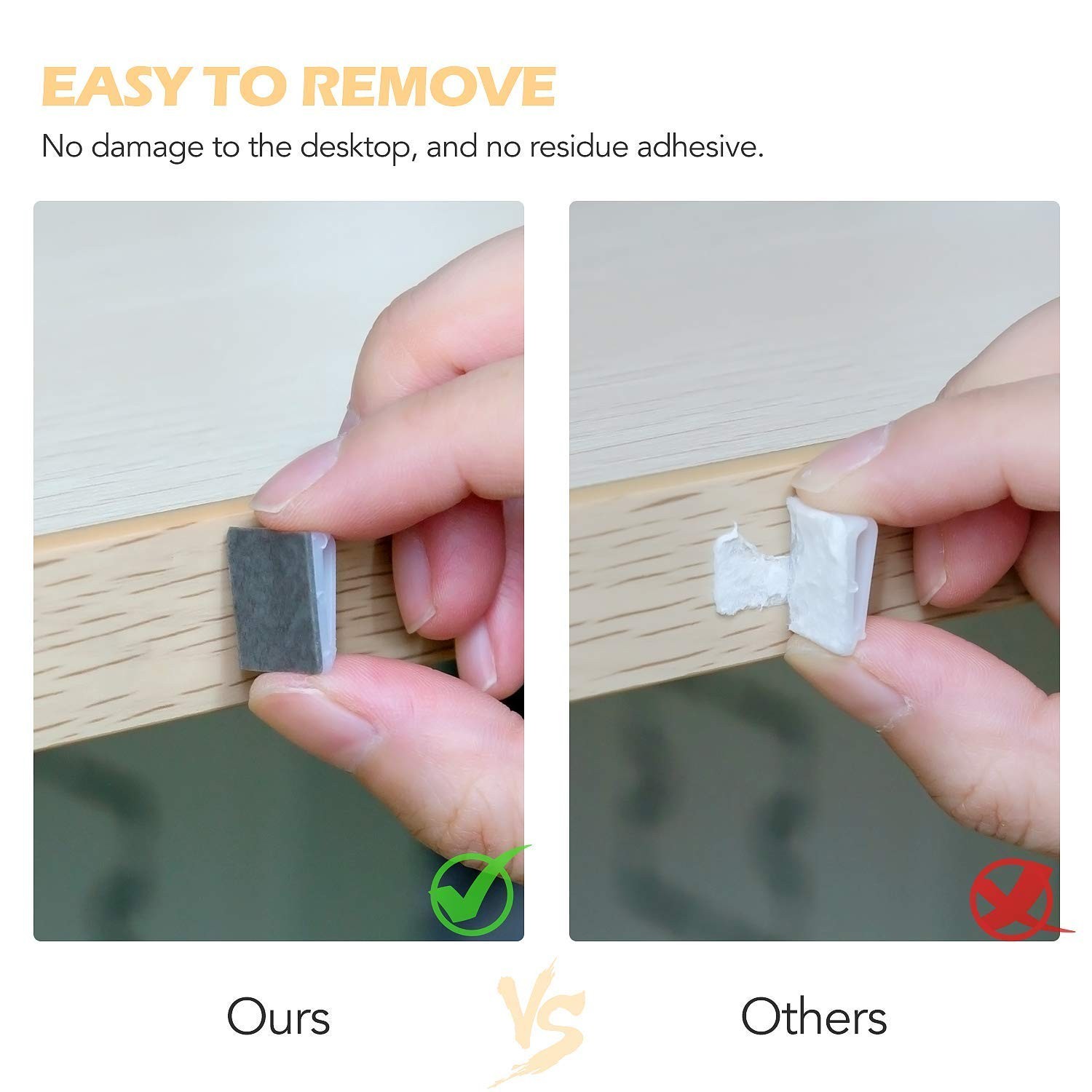 Sticky Cable Clips – 100 PCS for Flat & Round Cables, No Residue Hassle