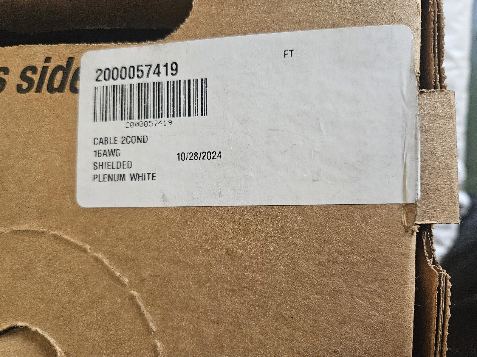 Lake Cable communication cable 1000ft 16AWG shielded plenum white