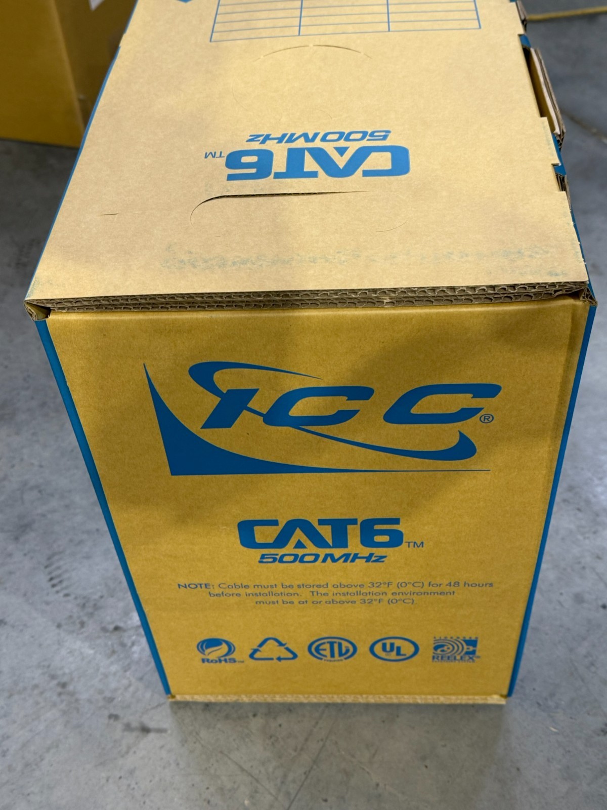 ICC Cat6 500MHz UTP Cable ICCABR6VBL Blue CMR 1000 Feet NEW