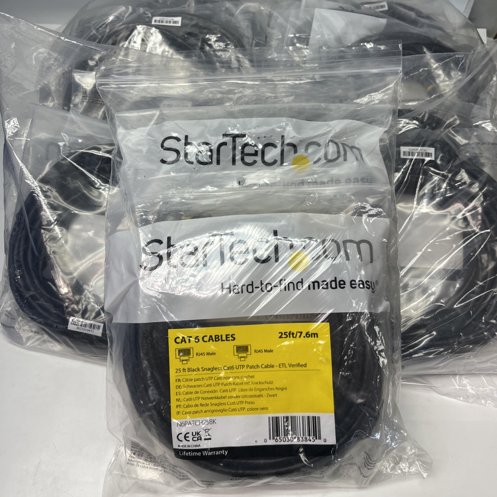 12pk Startech N6PATCH25BK 25FT BLACK CAT 6 CABLE | USA Seller | New