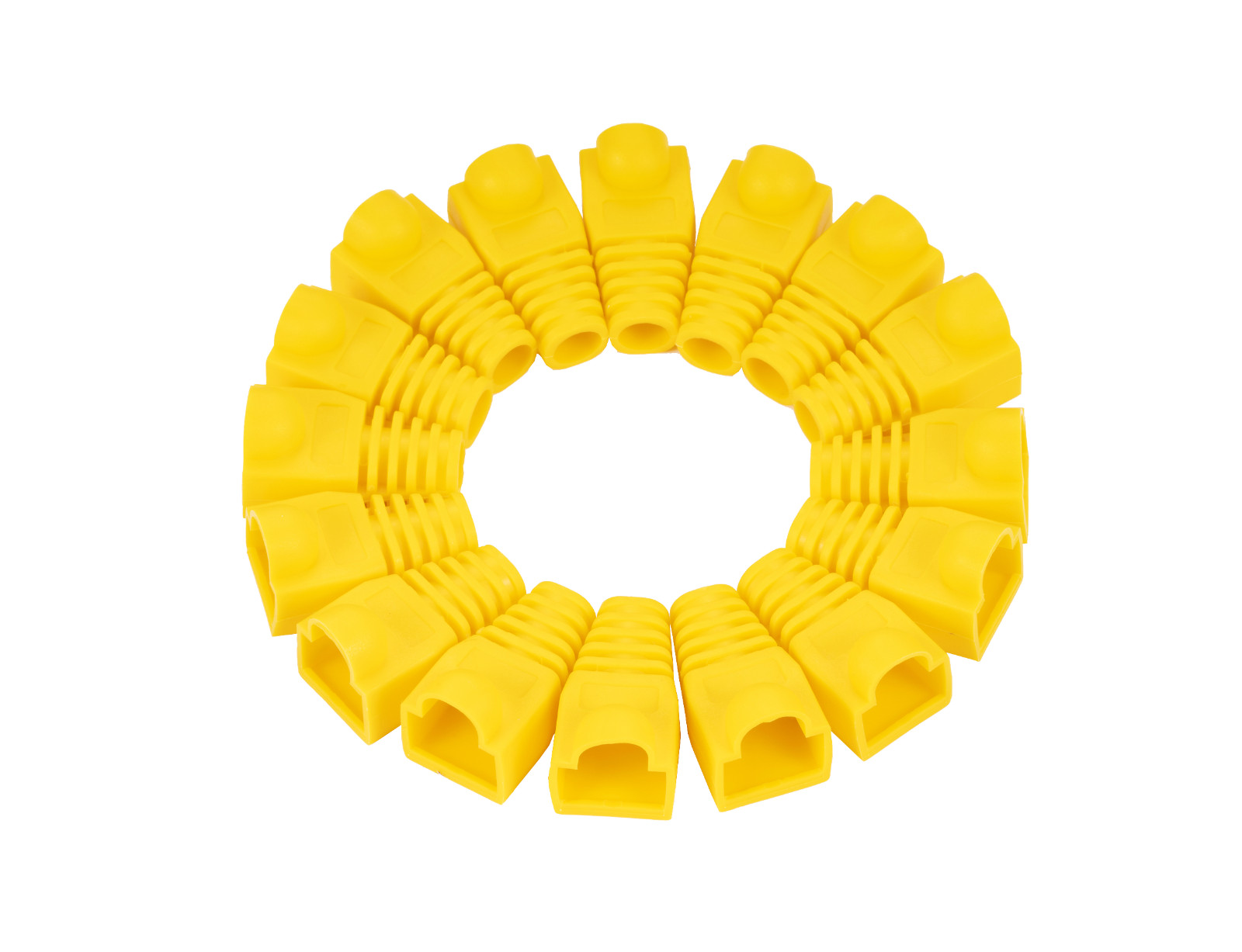 RJ45 Strain Relief Boot Yellow Cat5e/Cat6 End Cap Ethernet Cable Plug Cover LOT