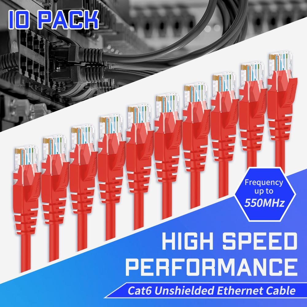 Cat6 Ethernet Cable 0.5 Feet 10 Pack Network RJ45 Cat6 Internet Patch Cable U…