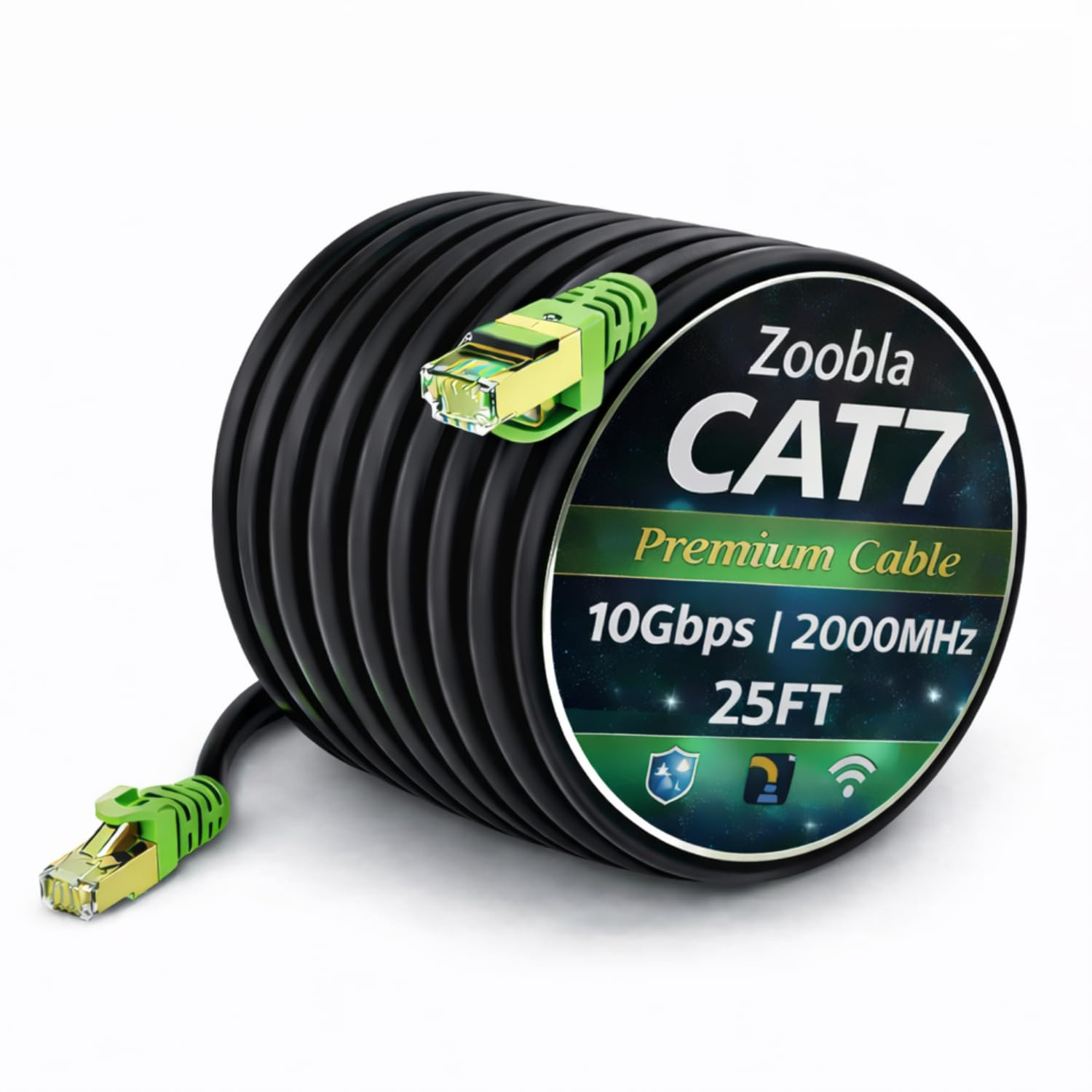Cat7 SFTP Ethernet Patch Cord 7Ft – 100% Pure Copper LAN Cable, Double Shielded