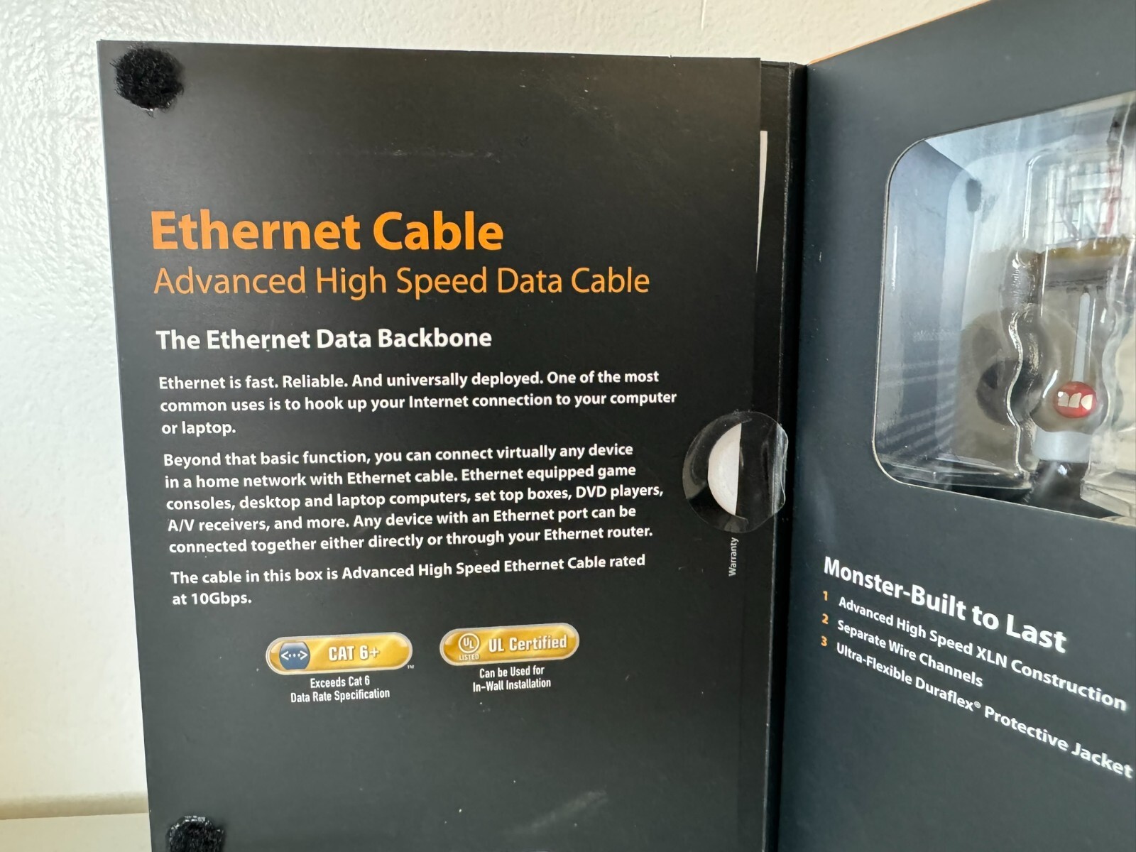 Monster Cable Advanced High Speed CAT6 + CAT 6 + Ethernet Cable – 12′ (3.66m)