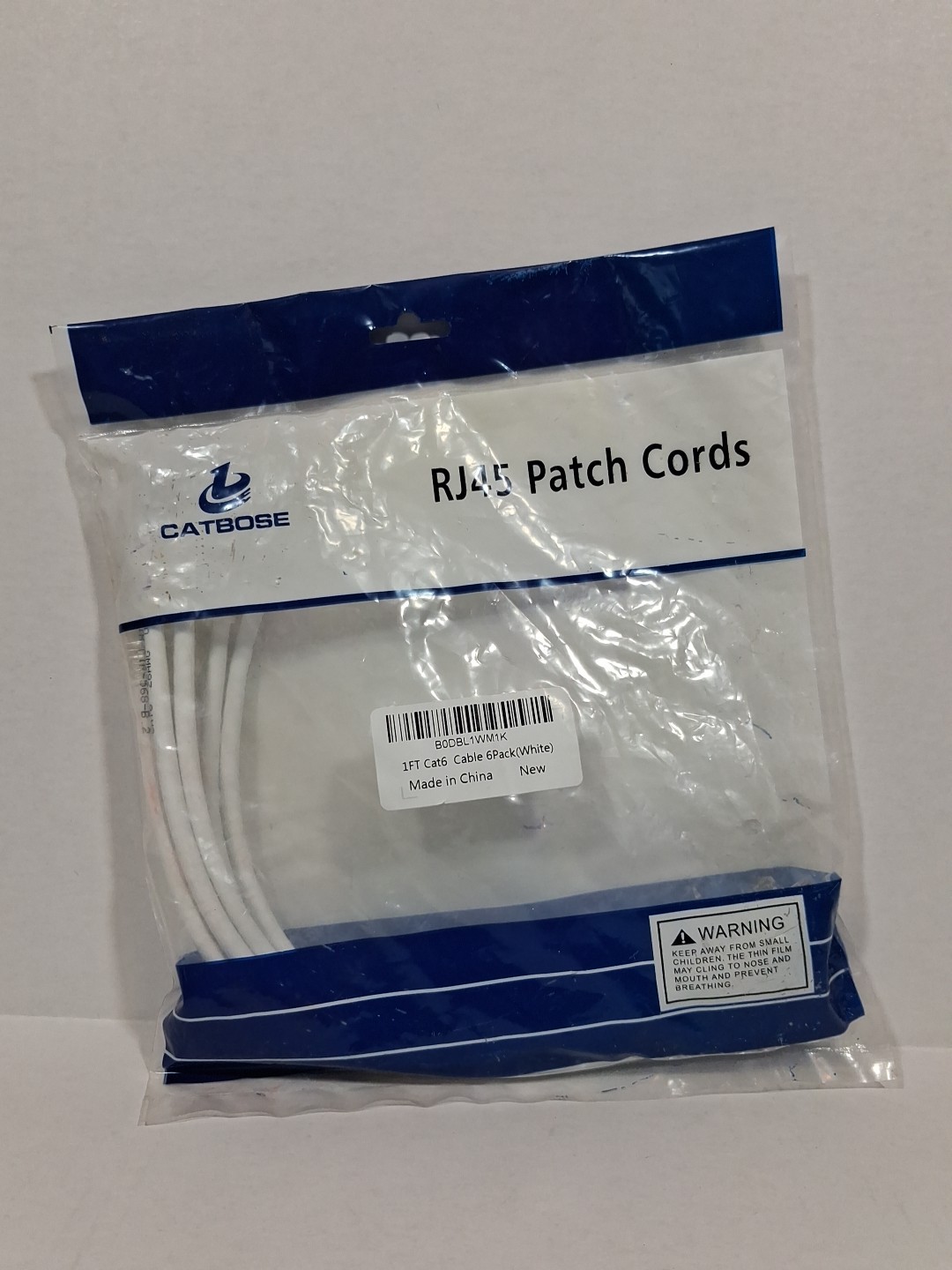 Catbose 1ft Cat 6 Cable 6 Pack, RJ45 Patch Cord. Lot Of 17