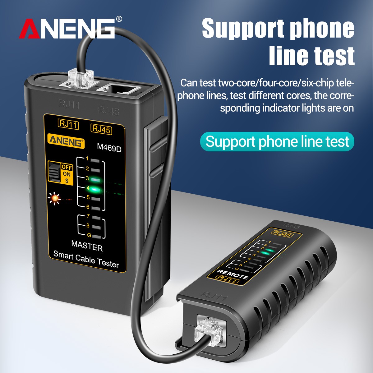 ANENG M469D RJ45 RJ11 Network Cable Tester LAN Telephone Line Detector Tracker