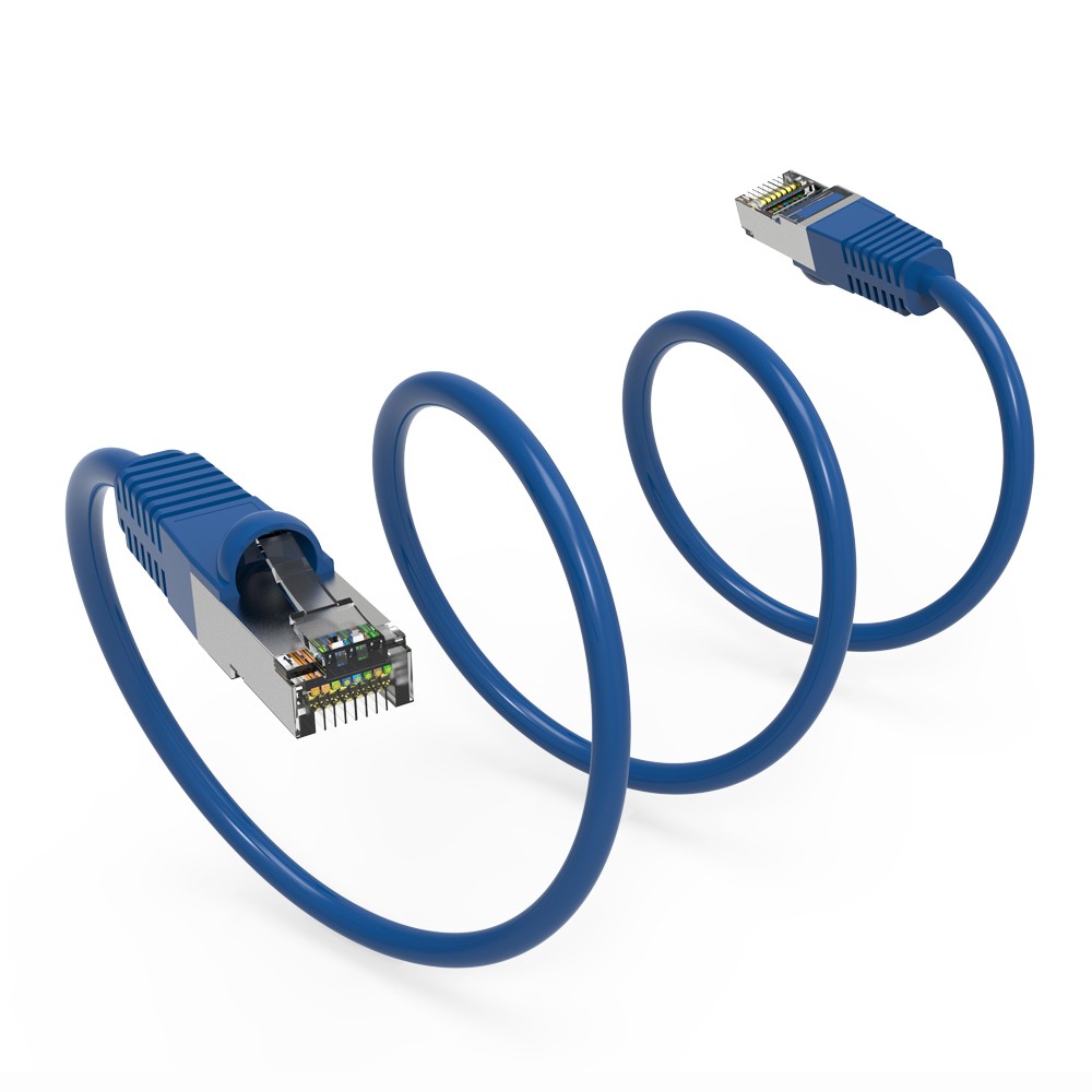 5 Pack of 12Ft CAT5E Shielded (FTP) Ethernet Network Booted Cable Blue