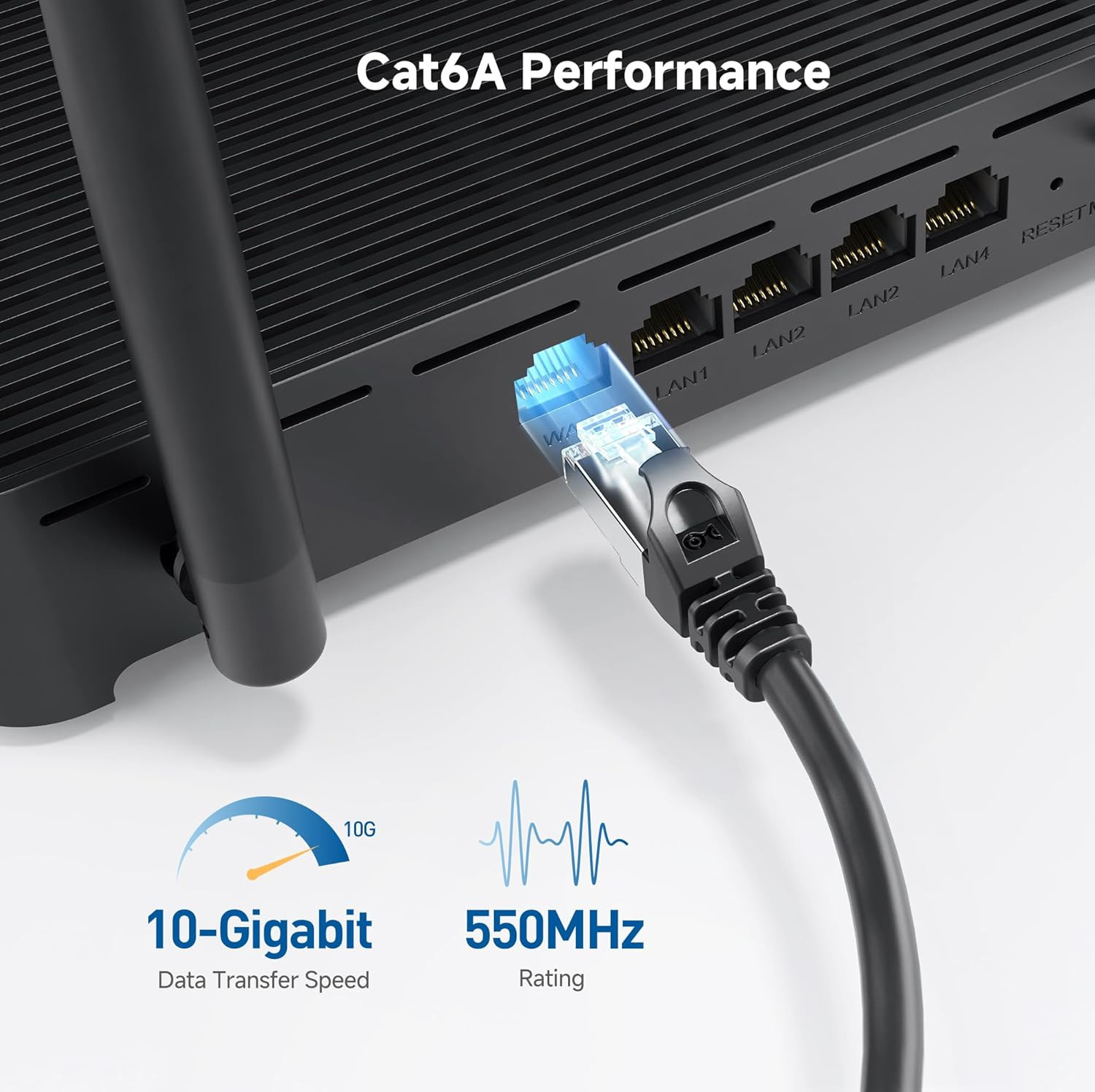 Cable Matters 10Gbps 5-Pack Snagless Shielded Cat 6A Cable, 1Ft, Black | S/FTP