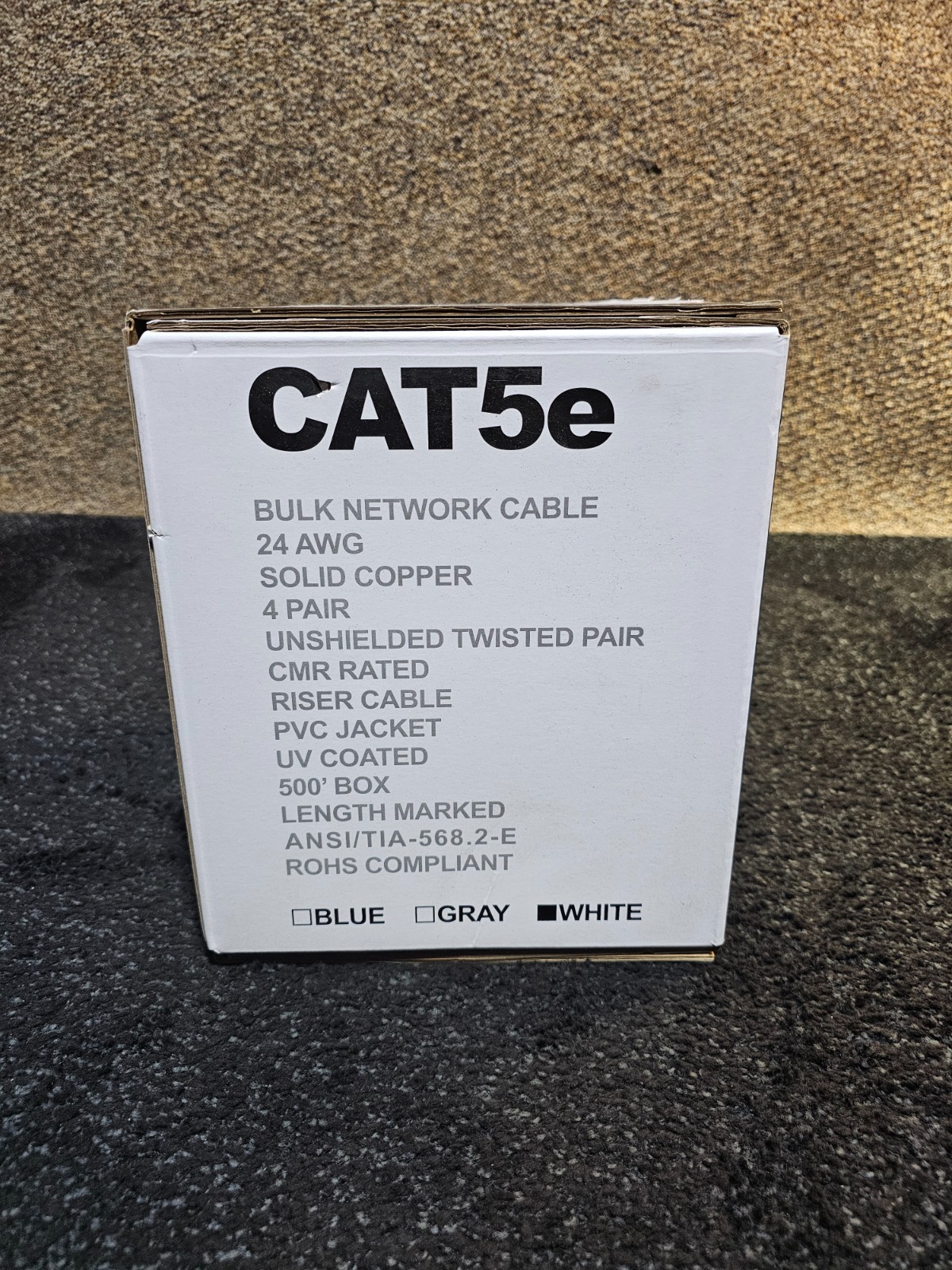 500FT MG Electronics UTP CAT 5e 100MHz CMR/CMX 75C Solid Copper Ethernet Cable