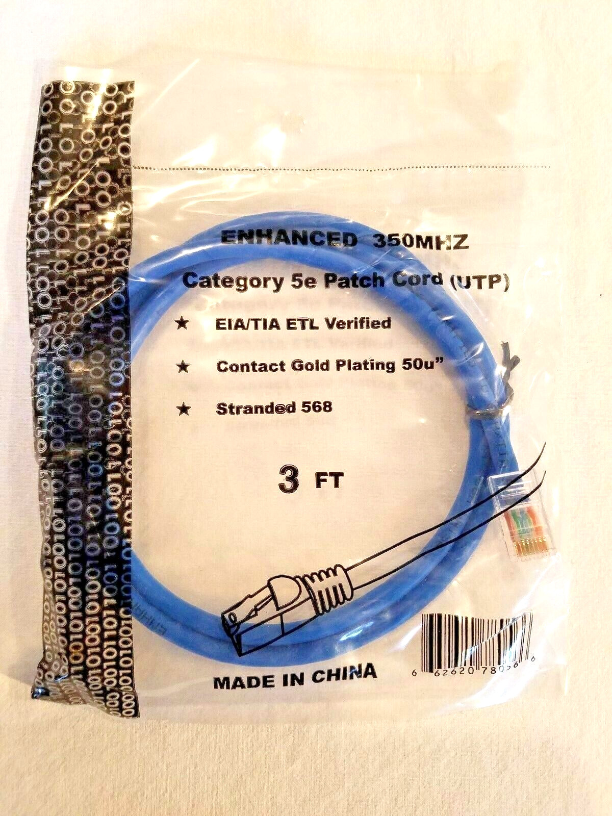 Cat5e Patch Cords 3 FT. UTP Enhanced 350MHZ EIA/TIA ETL Verified QUANTITY OF 10