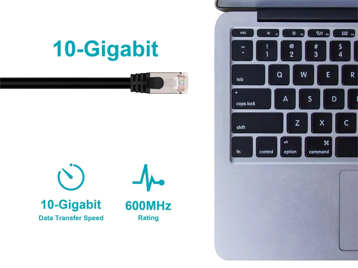 Monoprice Cat7 Ethernet Network Patch Cable – 3 feet – Black | 26AWG, Shielded