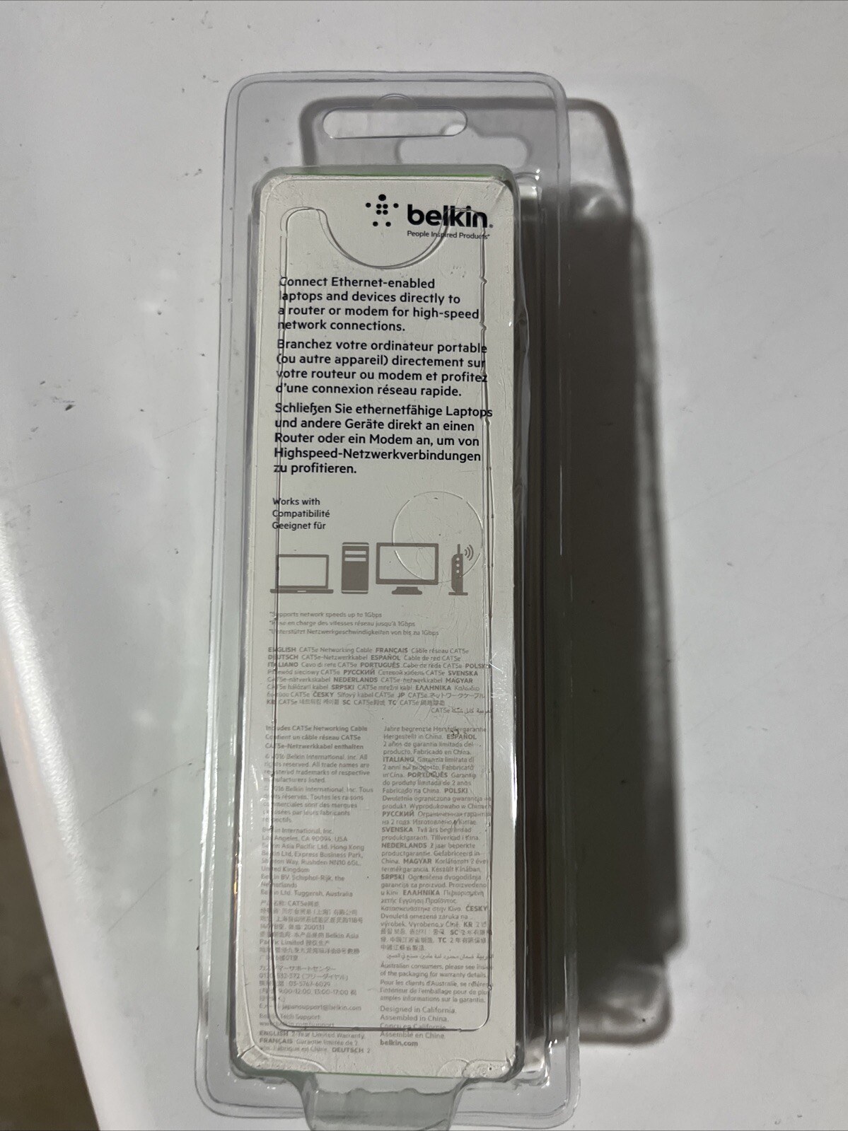 Belkin Cat5e Networking Cable 2M 6.6ft Grey Ethernet Cable Up To 1 Gbps NEW