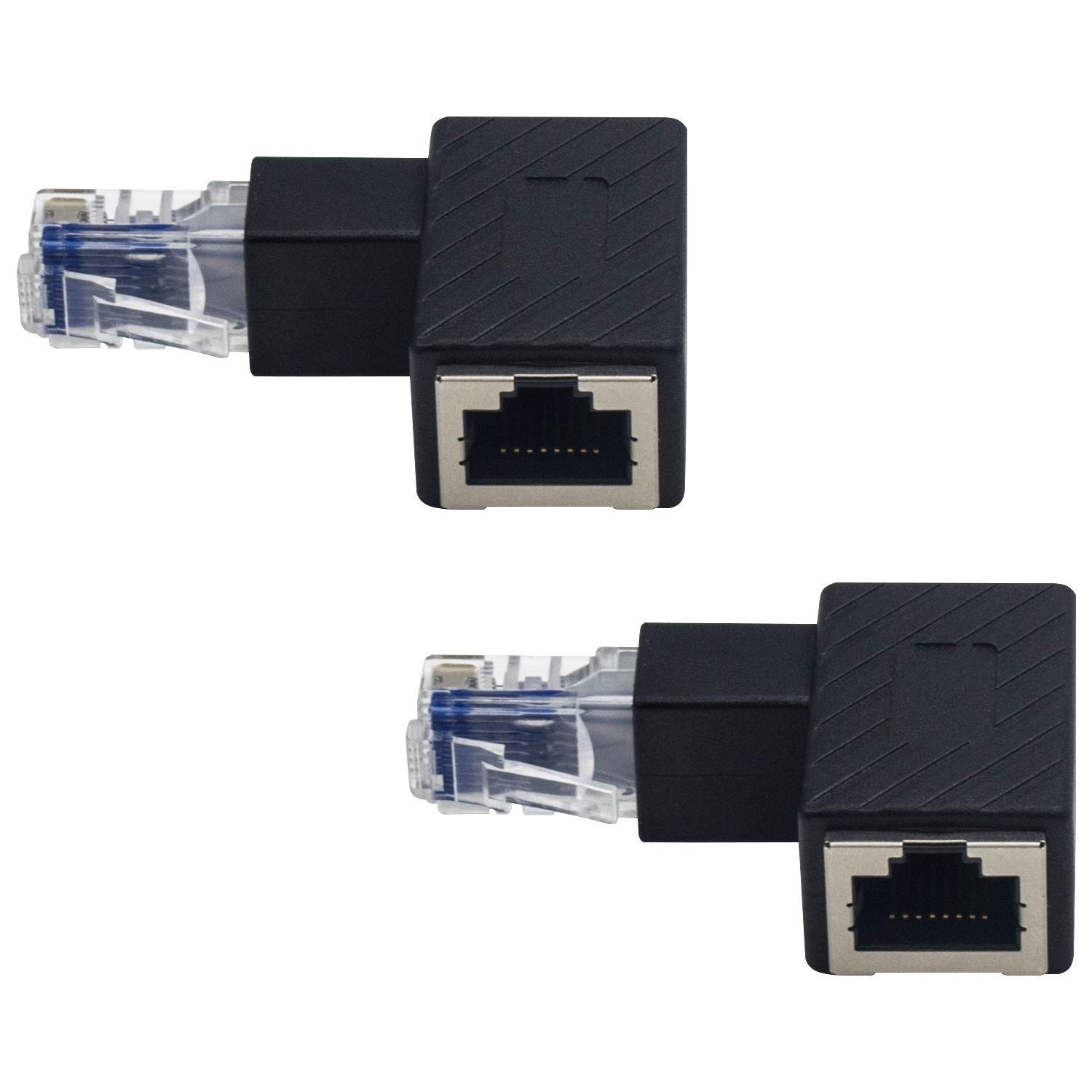 90 Degree Ethernet Extender Adapter, Down Angled RJ45 Male to Female, Cat5e/C…