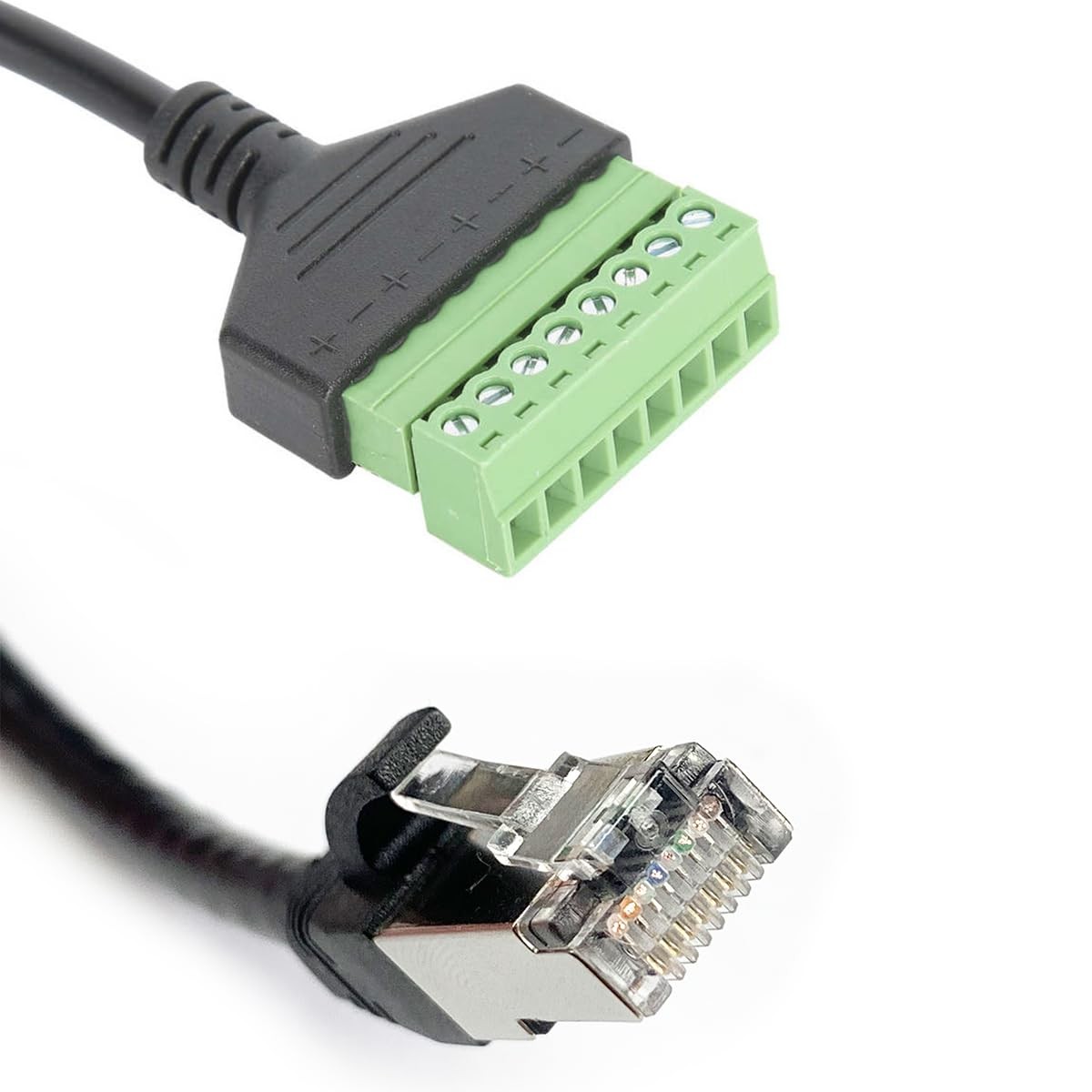 RJ45 Male To 8 Pin Screw Terminal Block Adapter Ethernet Extender 2 PCS
