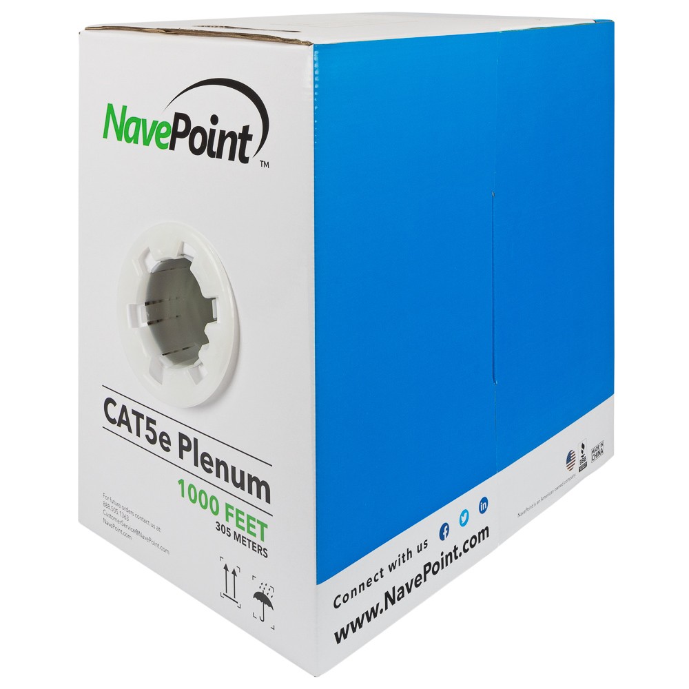 CAT5e Plenum Jacket CCA UTP 24AWG 350MHz Network Ethernet 1000FT White Bulk
