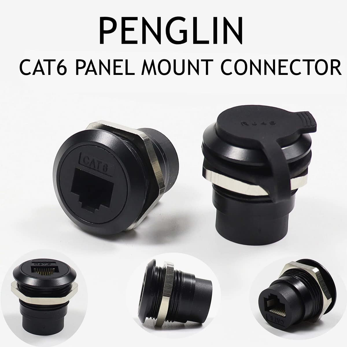 2Pack RJ45 Panel Mount Coupler, Ethernet LAN Pass through Connector, CAT6 Female