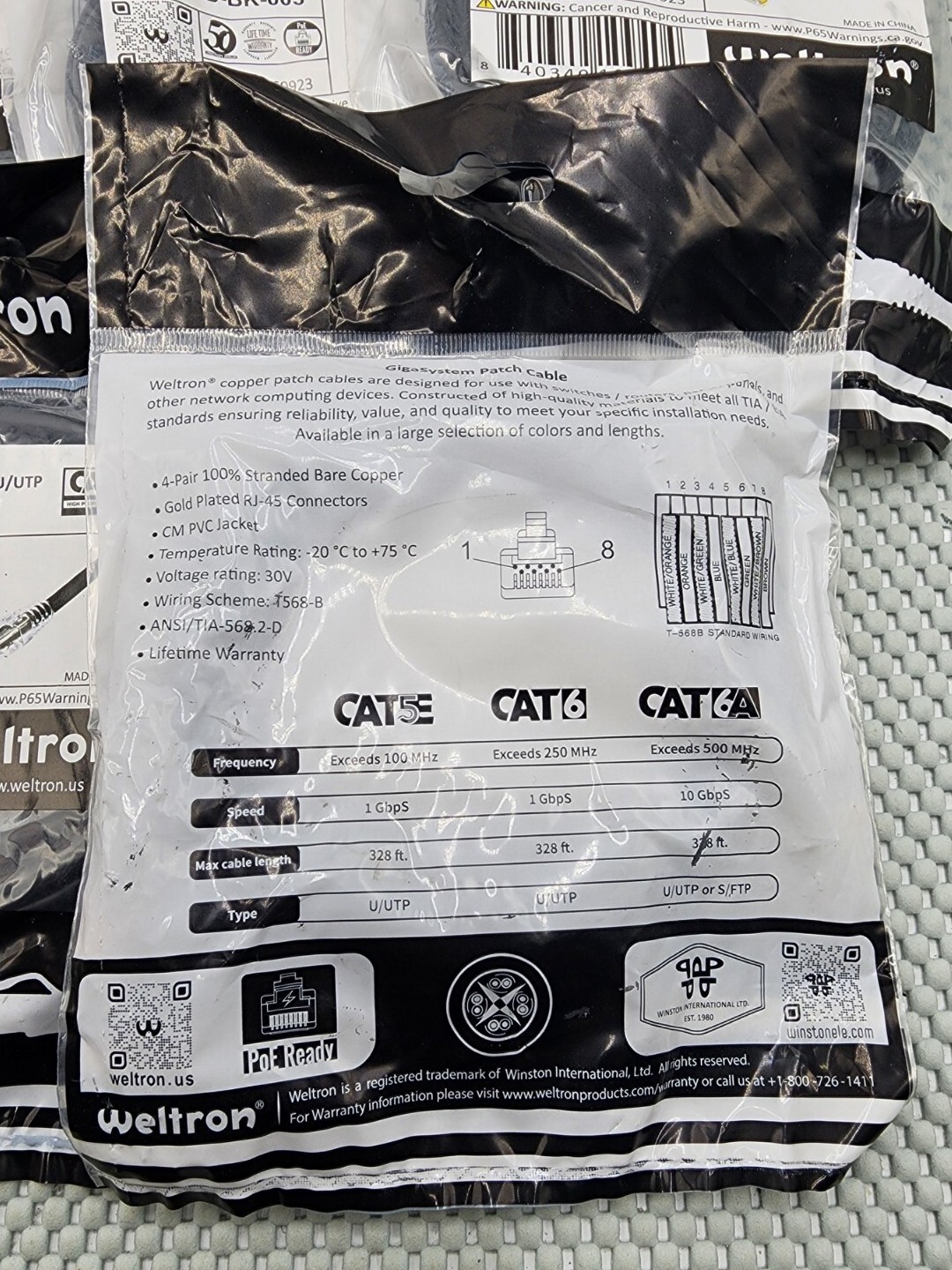 5x Cat6 24AWG Snagless Unshielded (UTP) CM Ethernet Network Patch Cable 5ft
