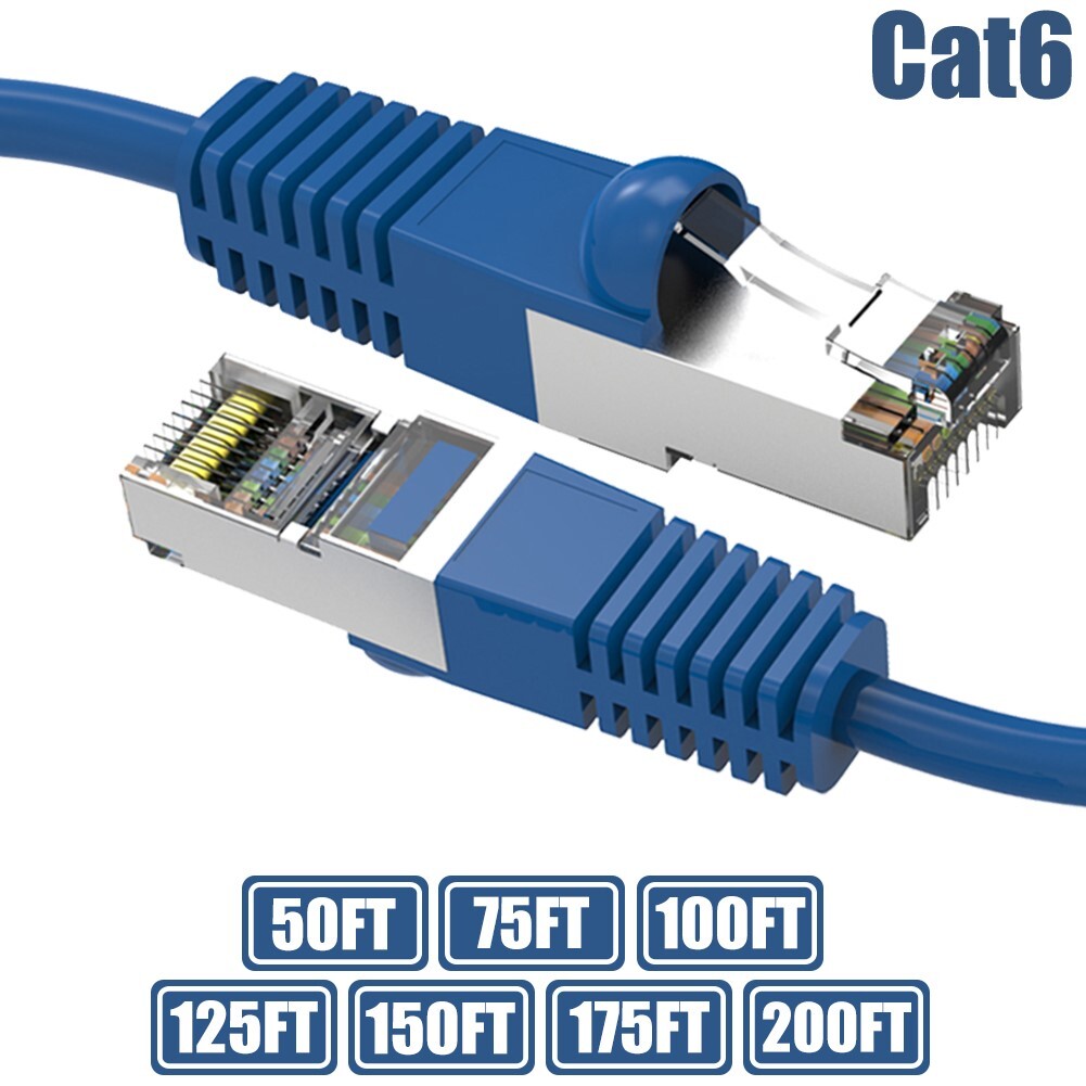 Cat6 RJ45 Network LAN Ethernet SSTP Shielded Cable 50 75 100 125 150 175 200FT