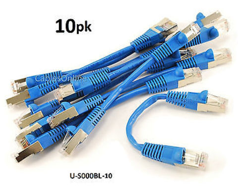 10-PACK 6″ Shielded CAT5e Network STP Ethernet RJ45 Blue Patch Cable U-S000BL-10