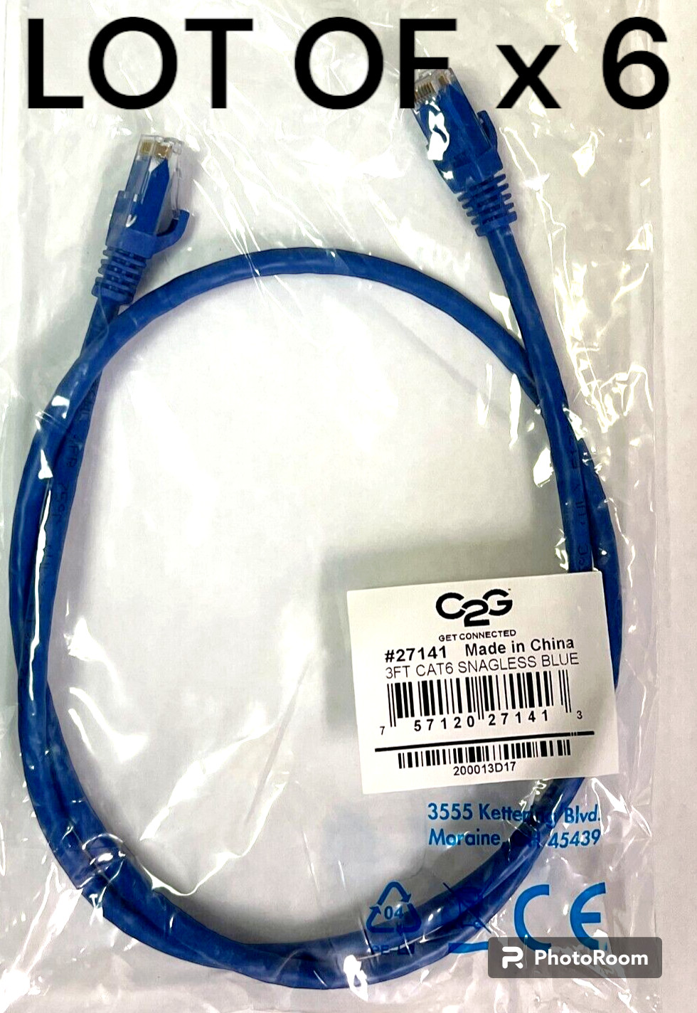 (LOT Of 6 ) – 3ft – Cat6 Snagless Unshielded (UTP) Ethernet Network Patch Cable