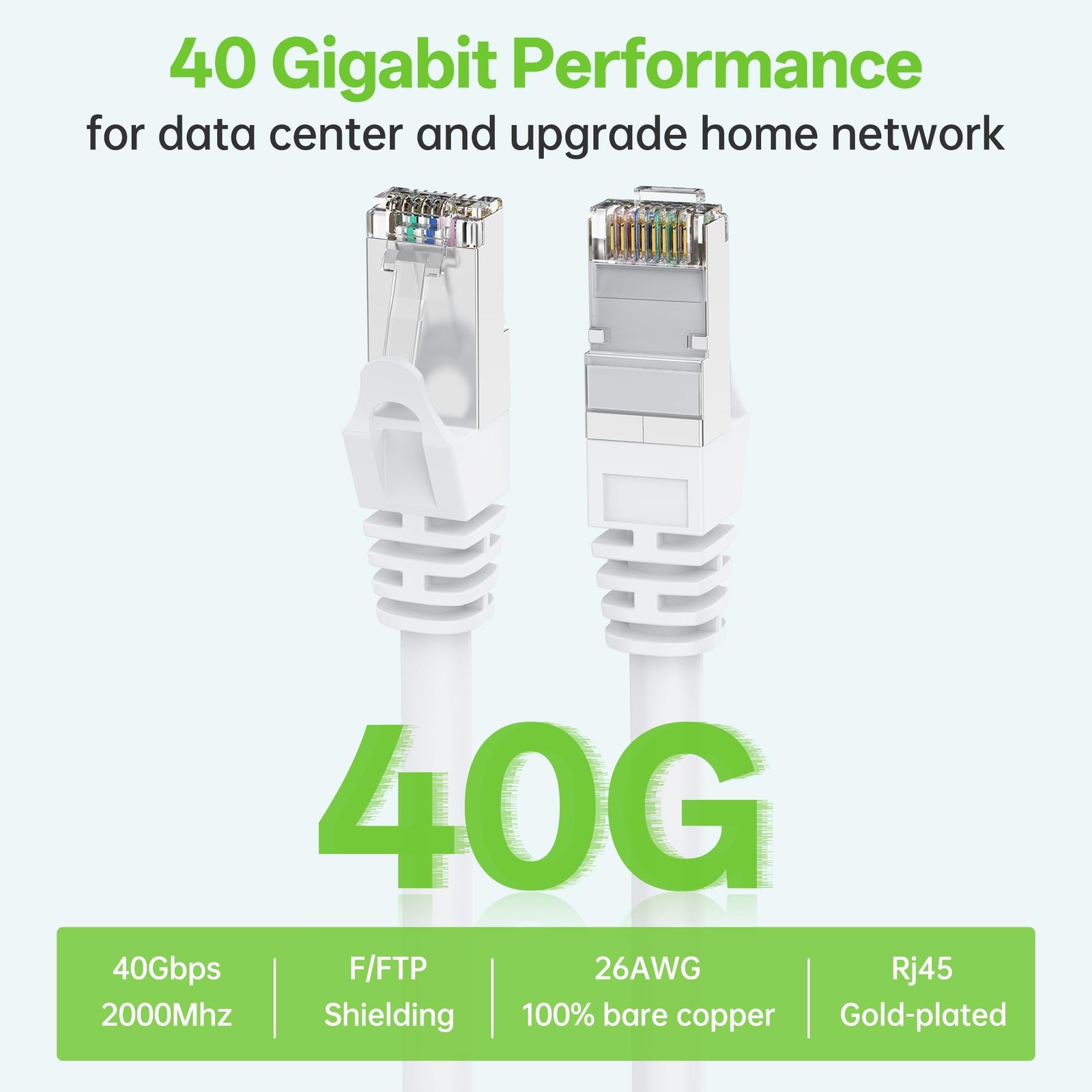 Cat8 Ethernet Cable 1.5 ft 12Pack S/FTP Shielded LAN Network Cord 40Gbps