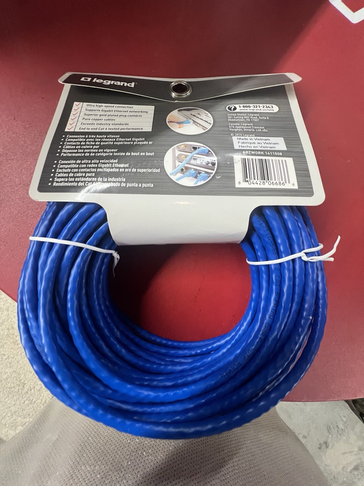 Cat 6 Patch Cable 50ft. Legrand AC3650BEV1 10Gbps Ethernet Speed Networking NEW