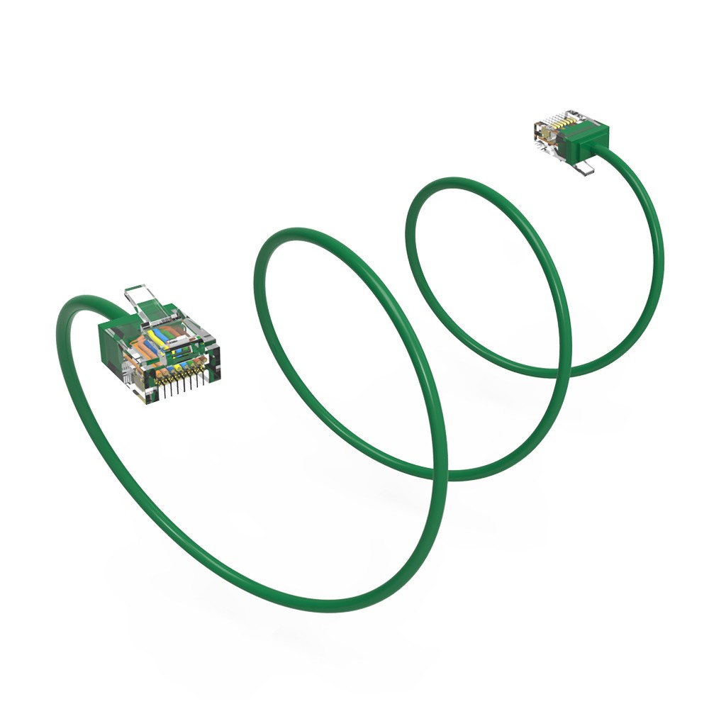20 Pack of 0.5Ft CAT6A UTP Super-Slim Ethernet Network Cable 32AWG Green