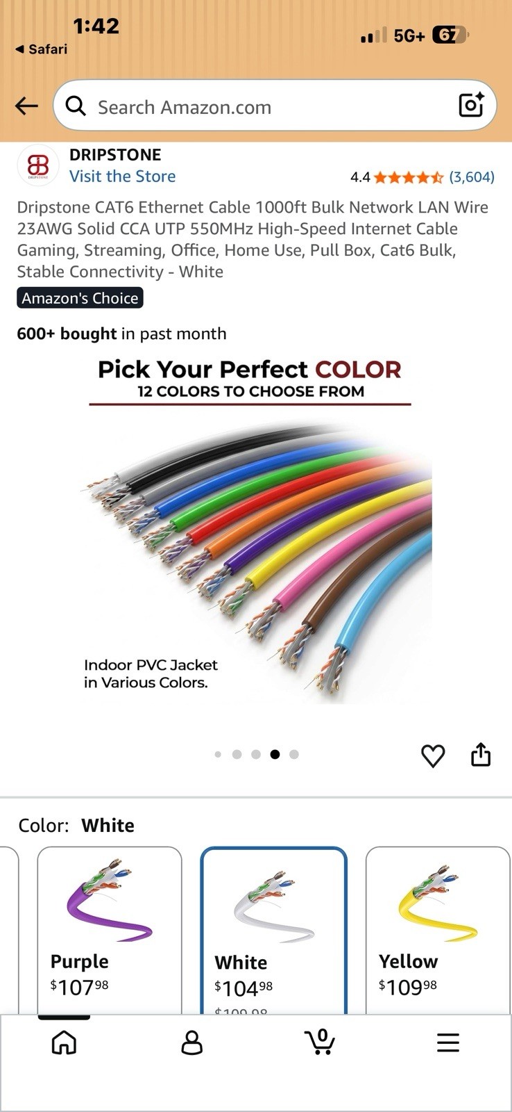 Dripstone CAT6 Ethernet Cable 1000ft Bulk Wire Open Box